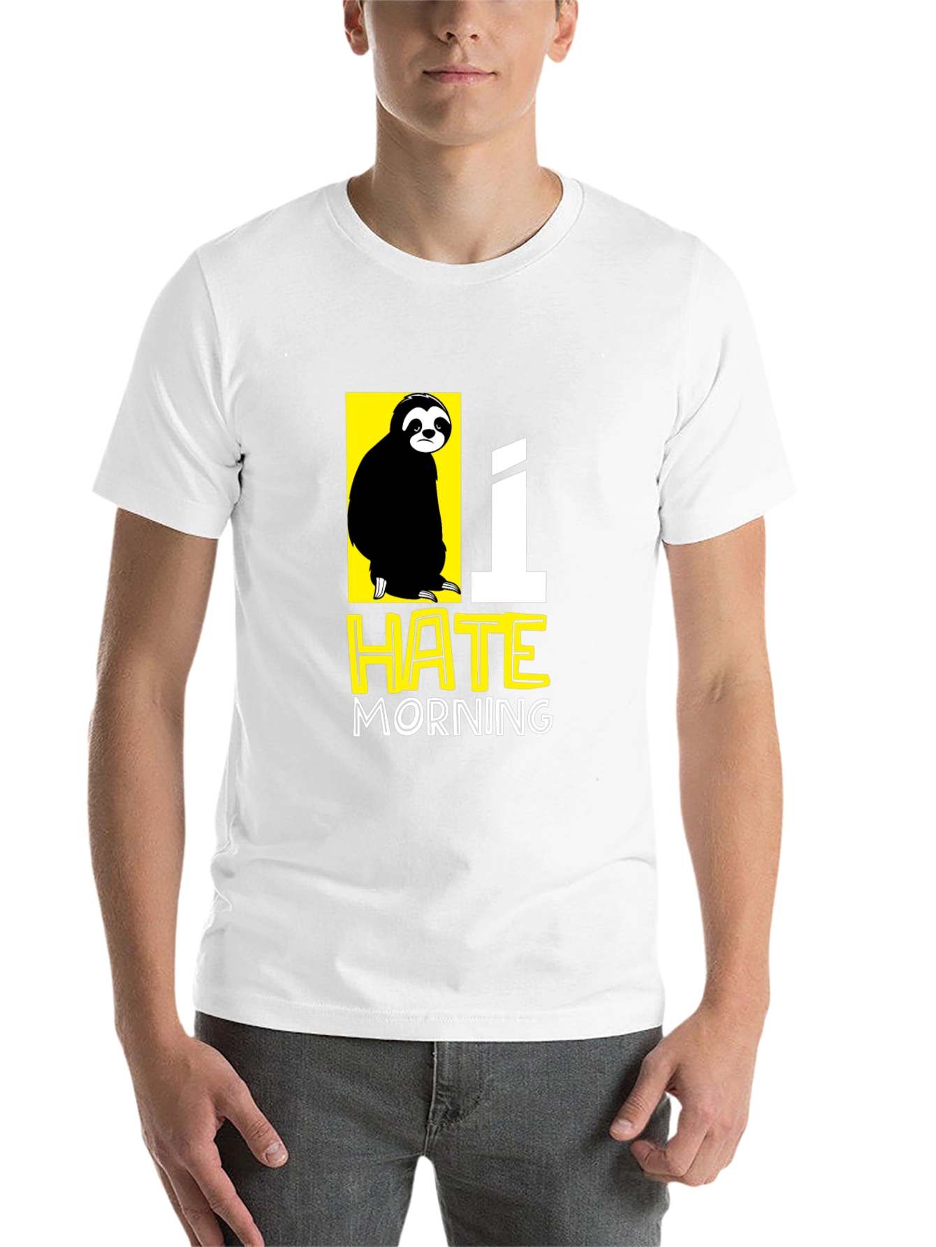 Black I Hate Morning Sloth Graphic T-Shirt view 14