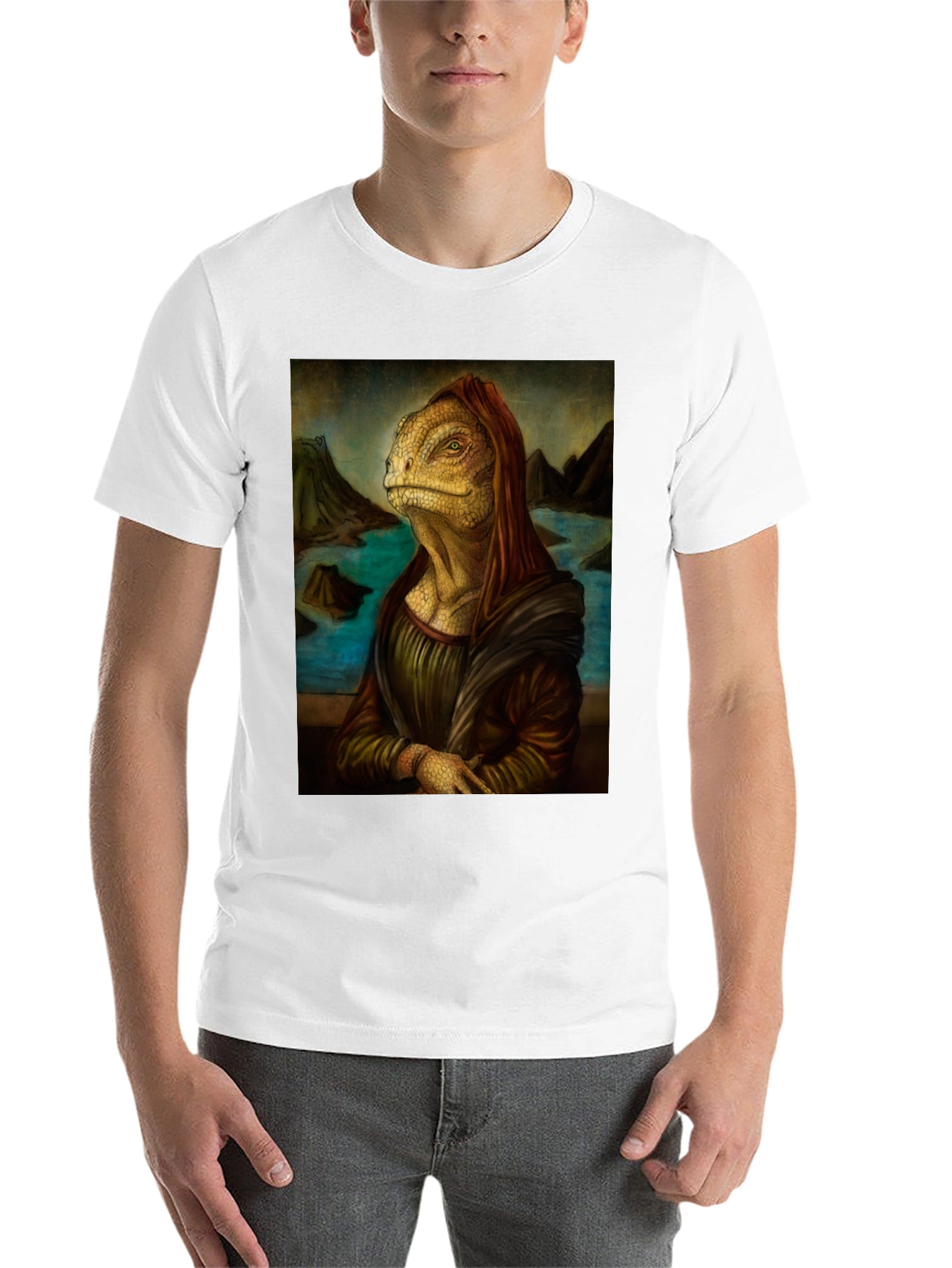 Black Lizard Mona Lisa Black T-Shirt view 14