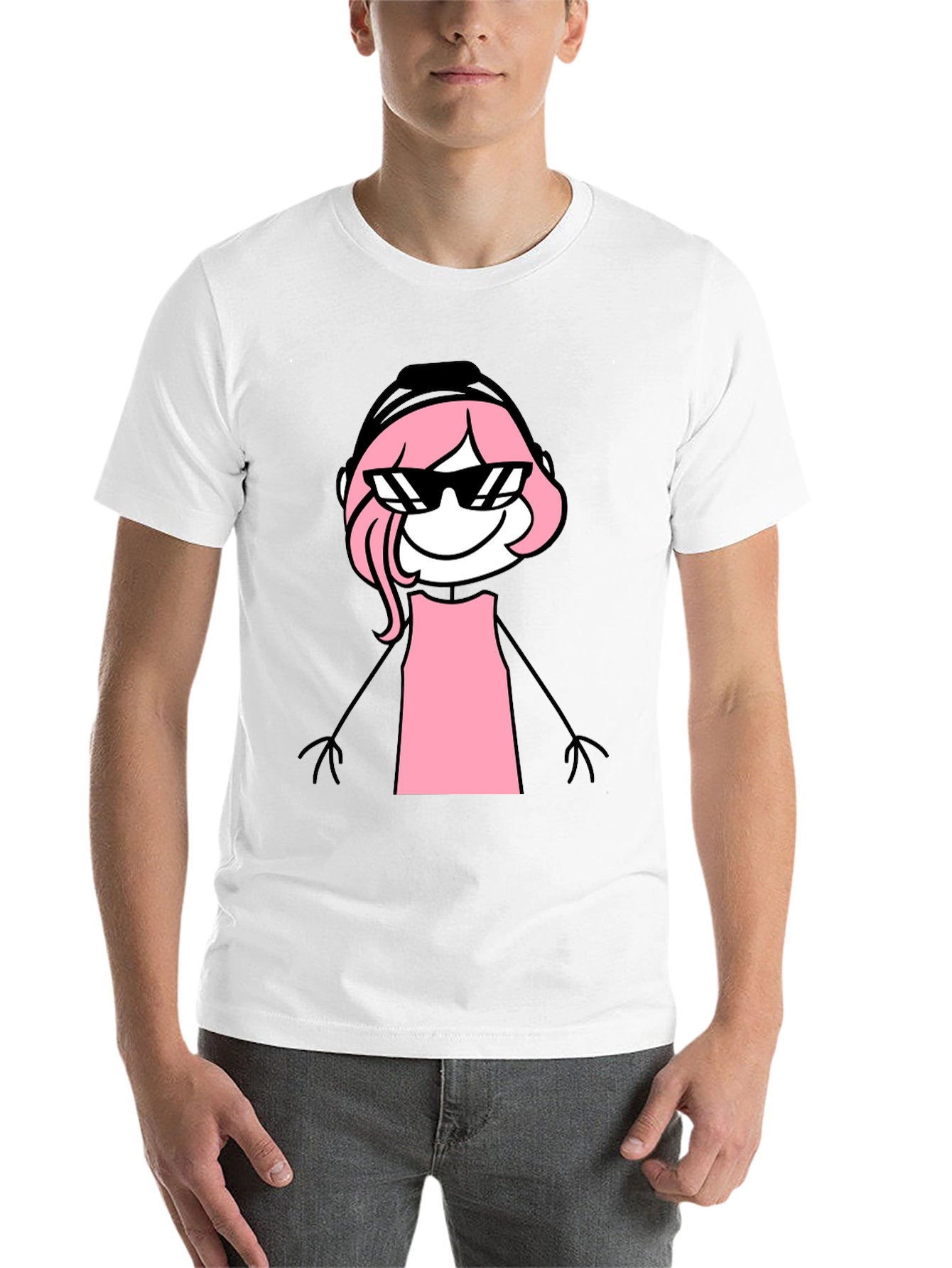Black Cool Pink Stick Figure Tee view 14