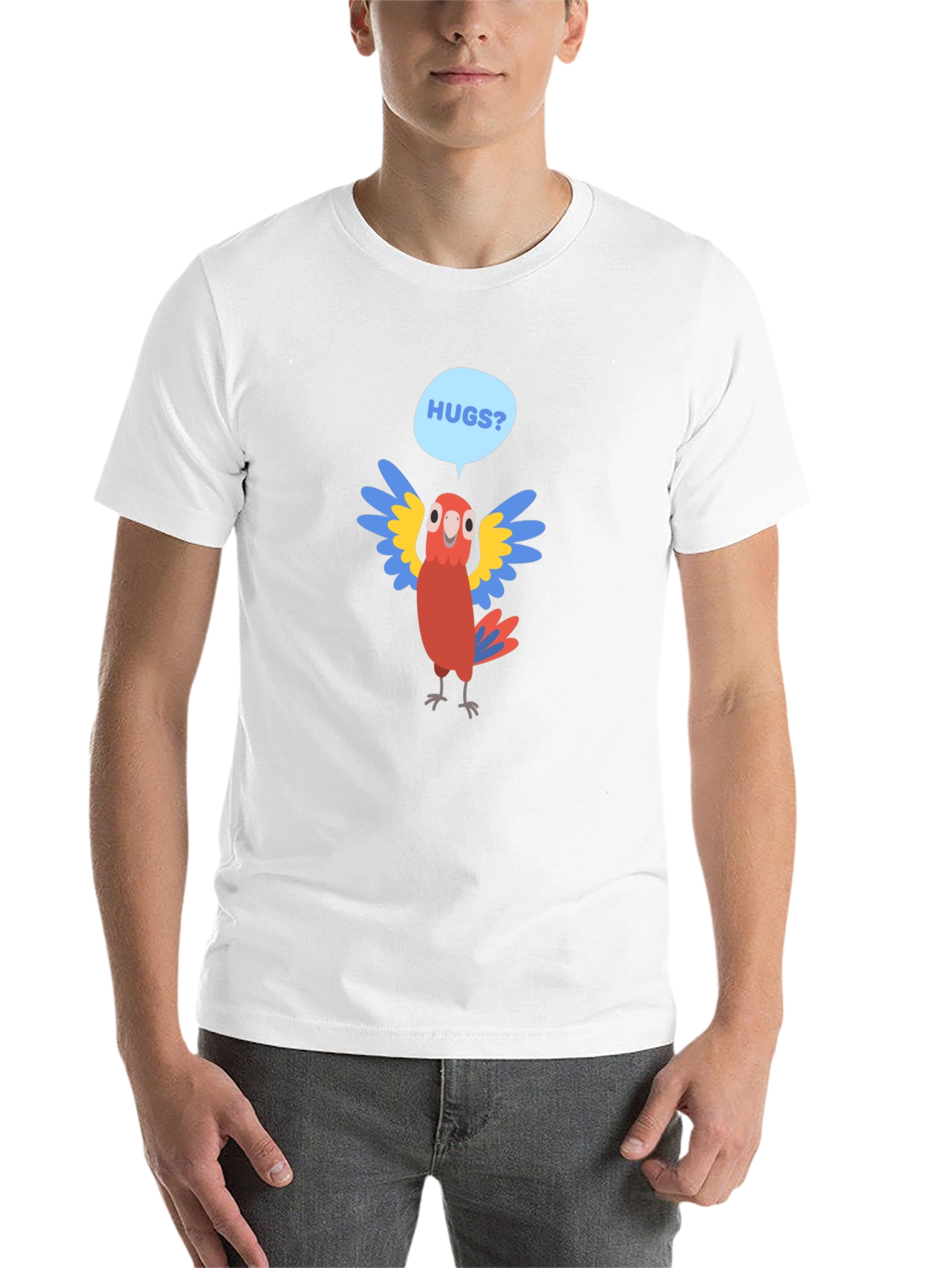 Black Hugs Parrot Graphic T-Shirt - Fun Novelty Tee view 14