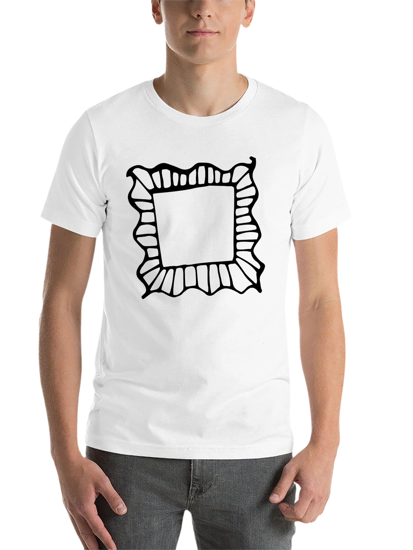 Black Black T-Shirt with Abstract Frame Design view 14