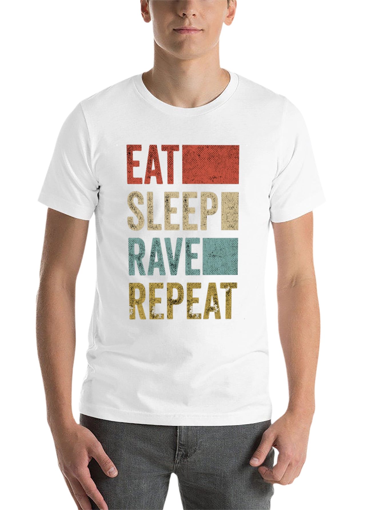 Black Eat Sleep Rave Repeat Men's Graphic T-Shirt view 14