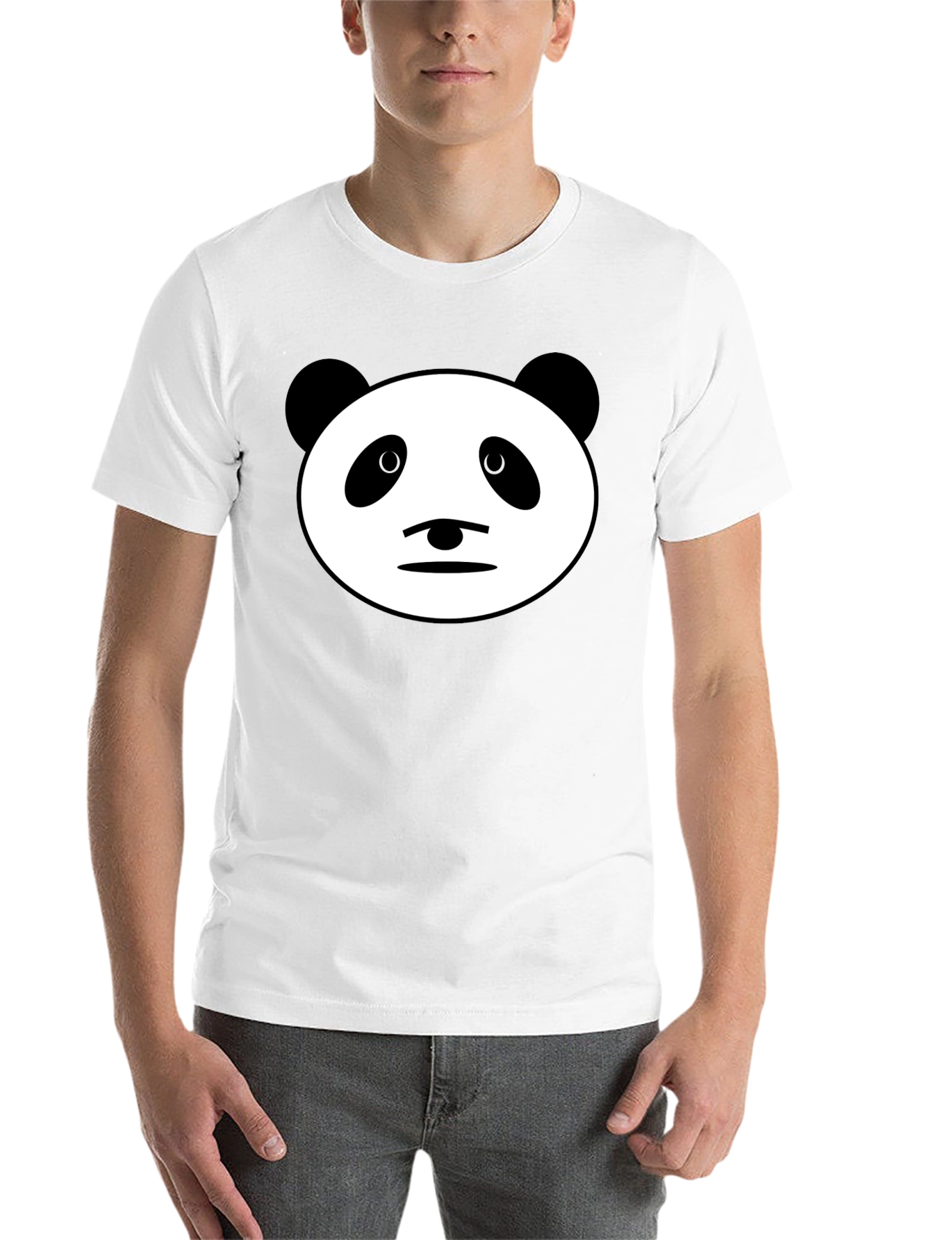 Black Panda Face Graphic Black T-Shirt - Men's Casual Wear view 14