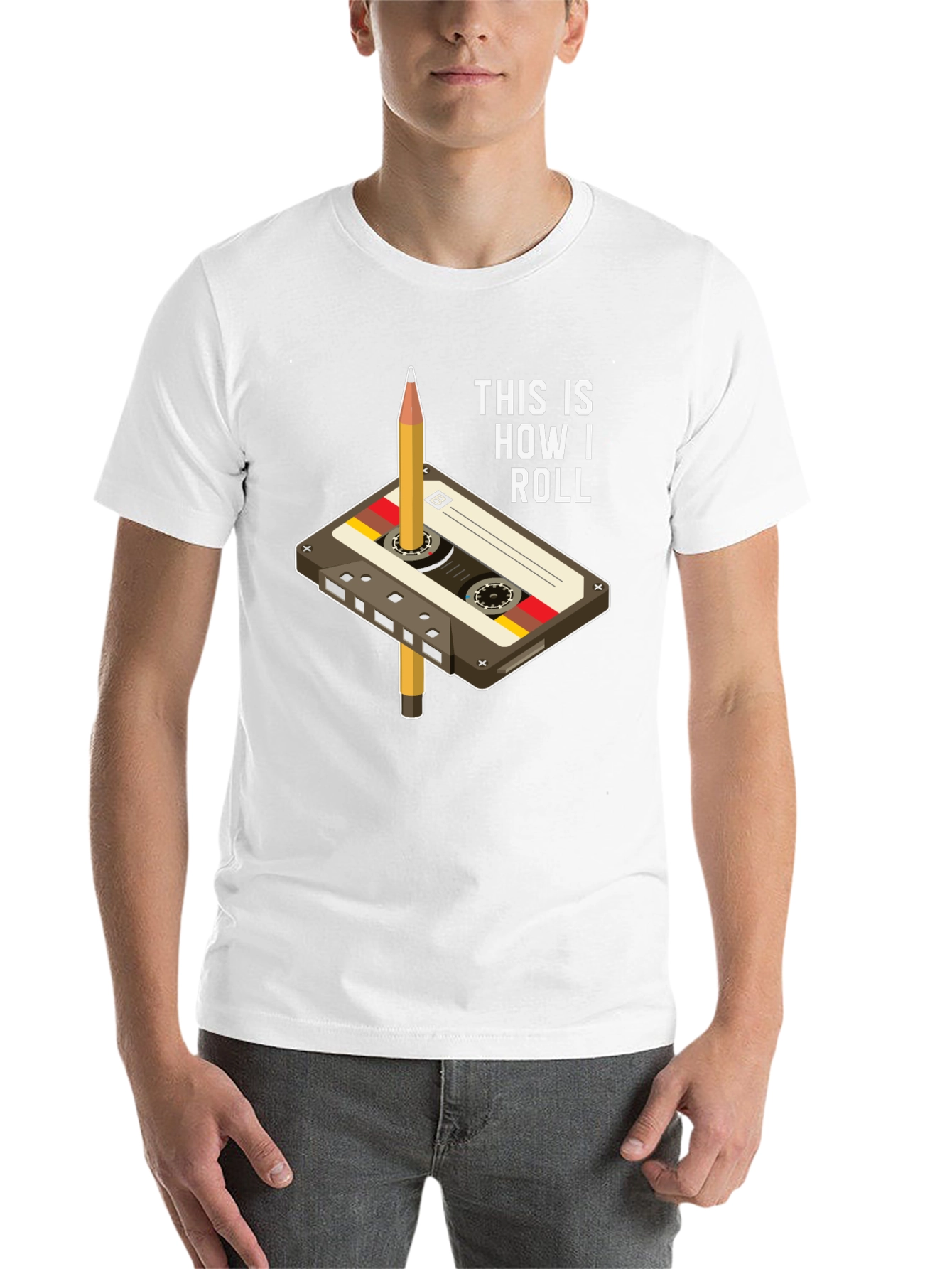 Black Retro Cassette Tape & Pencil T-Shirt - This Is How I Roll view 14