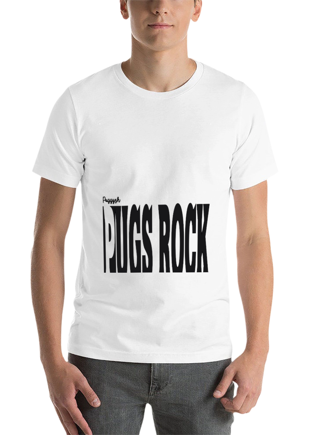 Black Pug Rock Graphic Tee - Black Cotton T-Shirt view 14