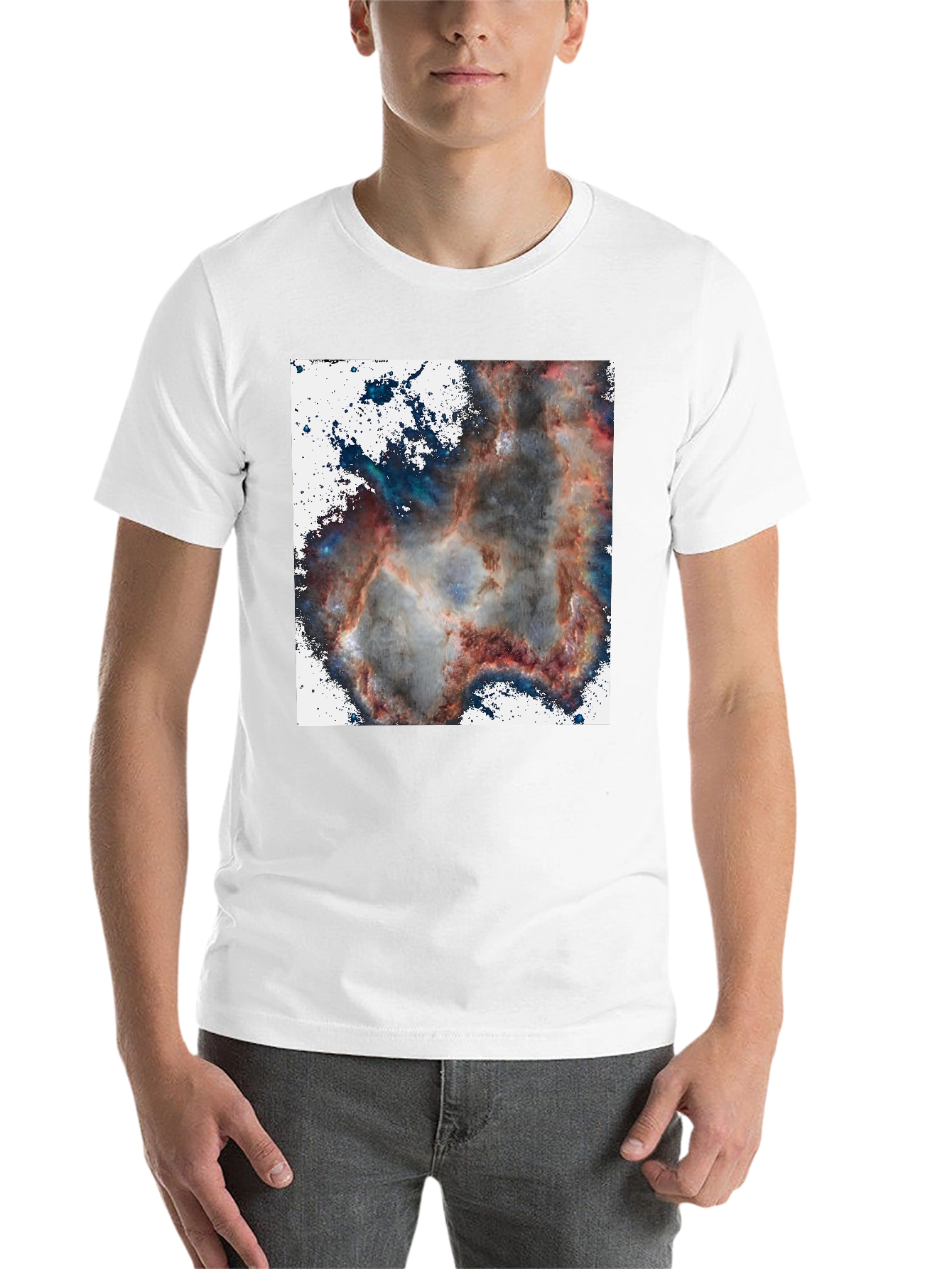 Black Nebula Print T-Shirt - Cosmic Black Tee view 14