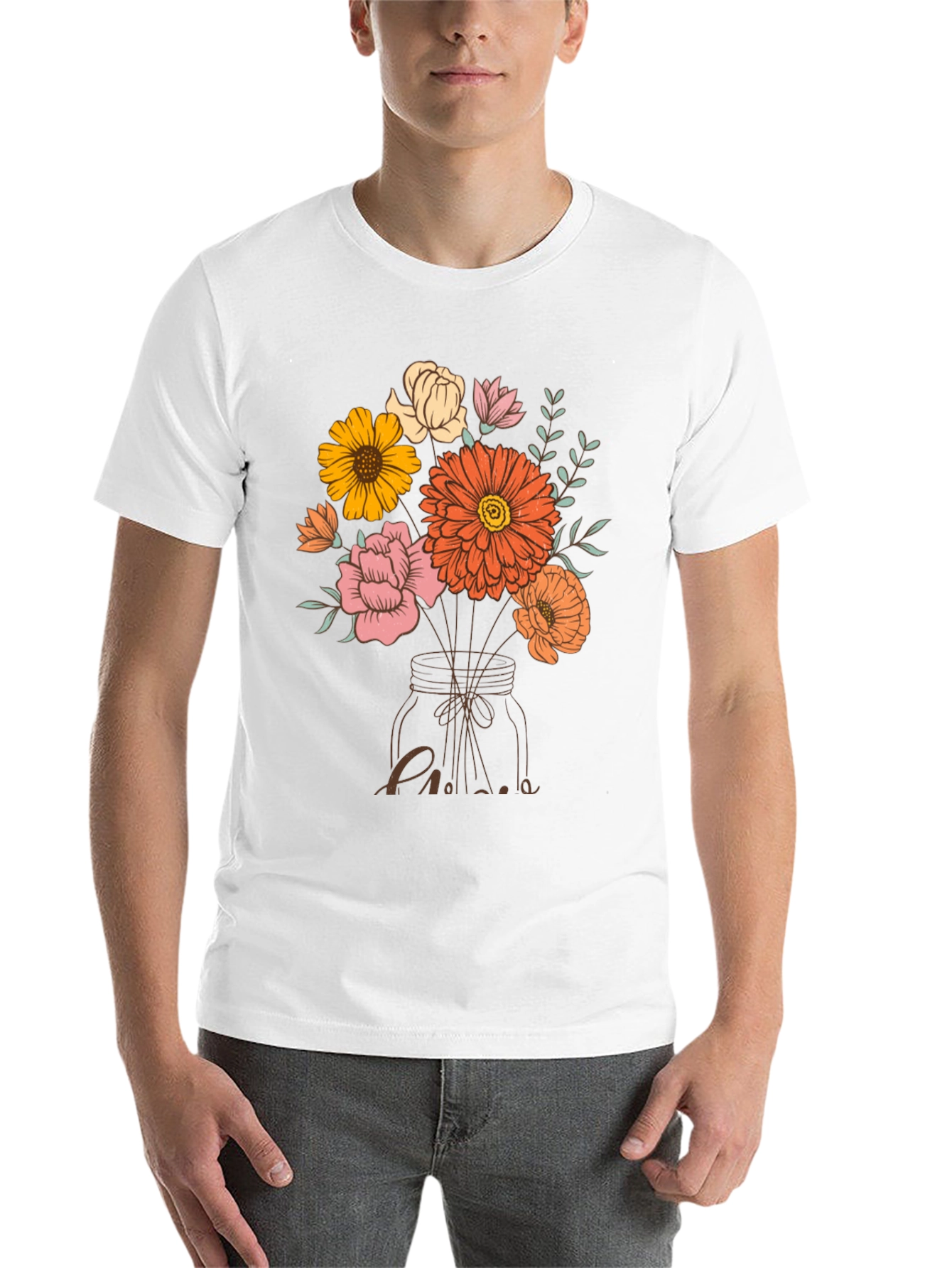 Black Floral Bouquet in Mason Jar Graphic Tee view 14