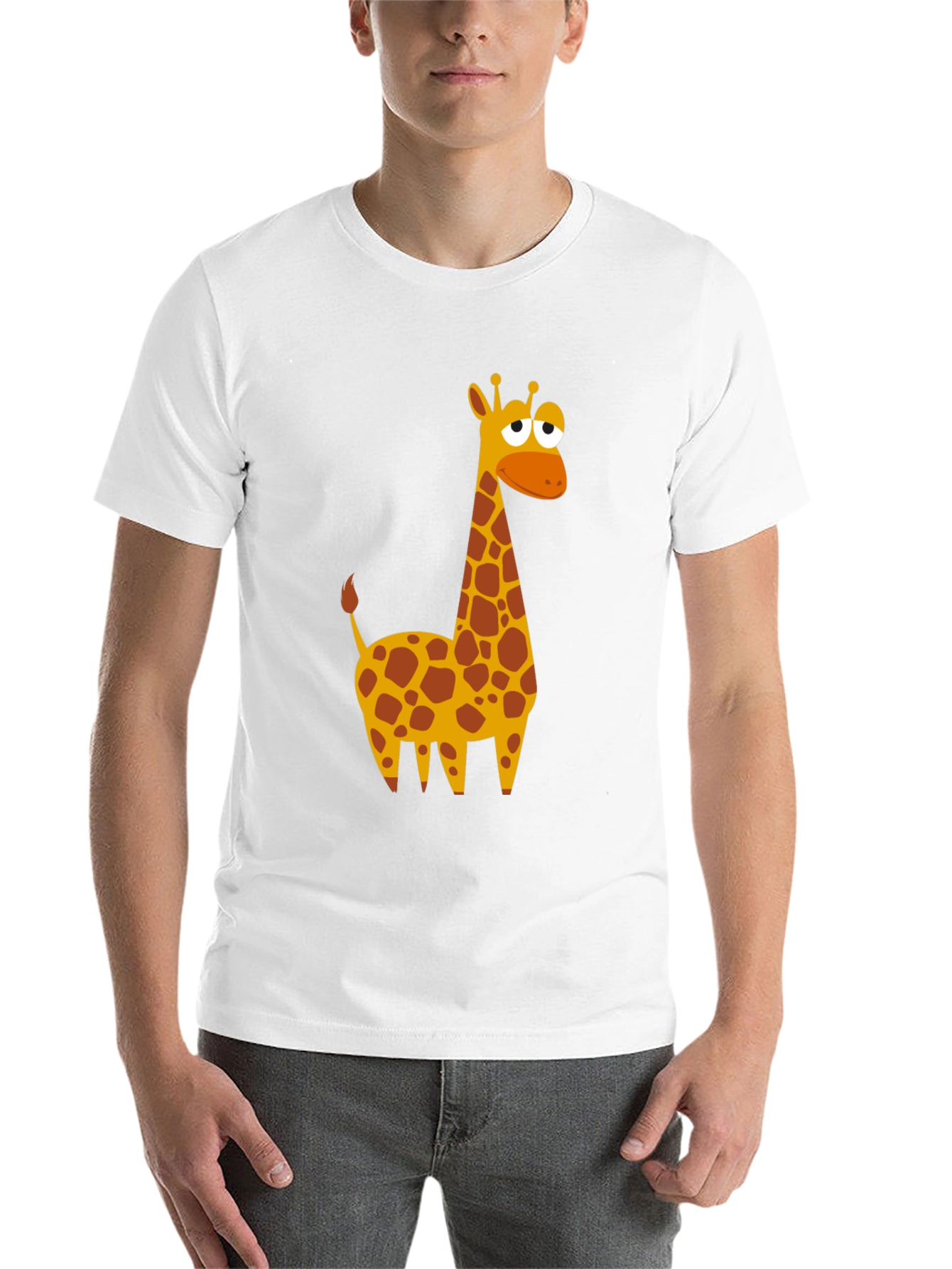 Black Cartoon Giraffe Graphic T-Shirt - Black view 14