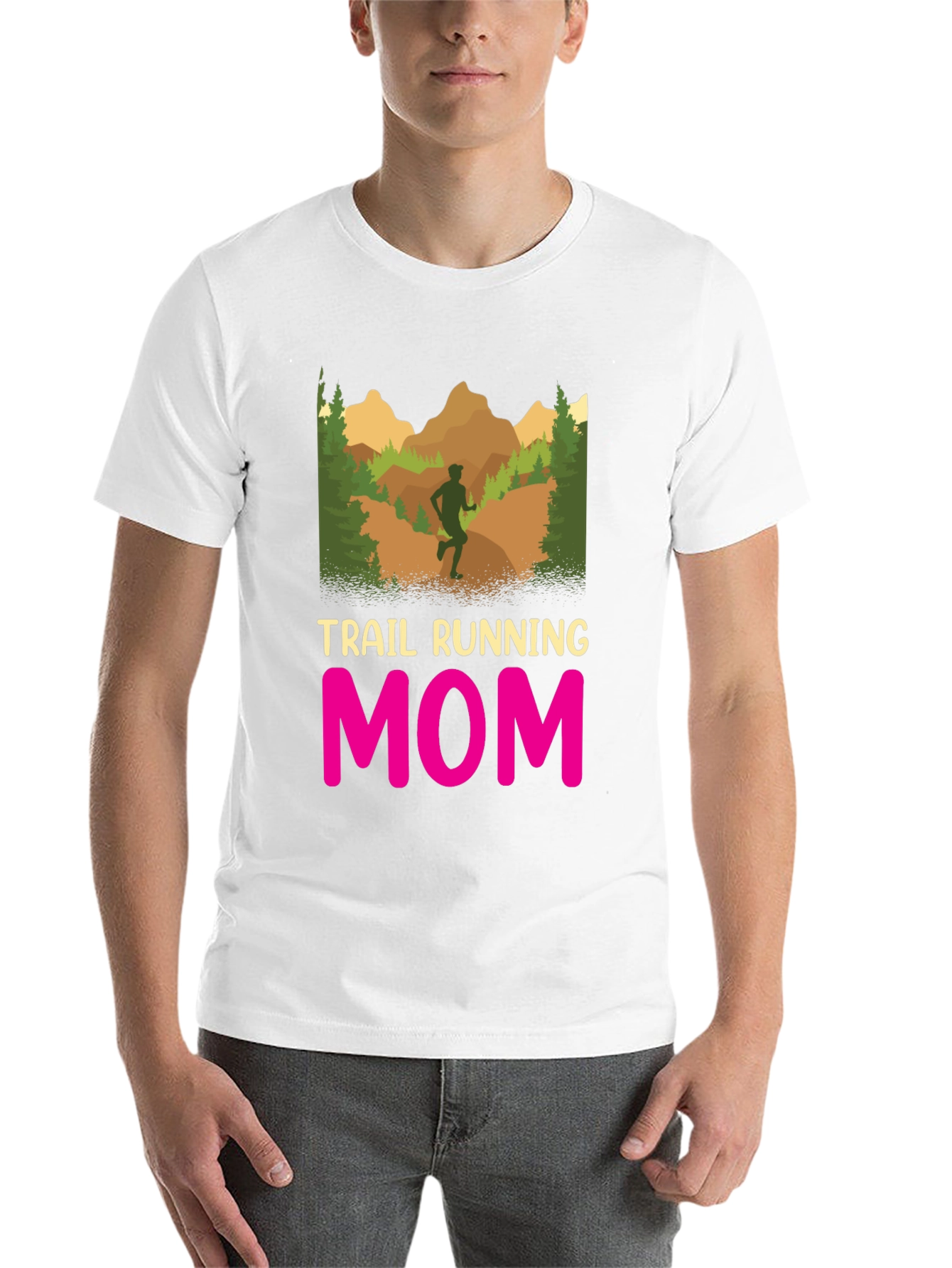 Black Trail Running Mom T-Shirt - Black Graphic Tee view 14