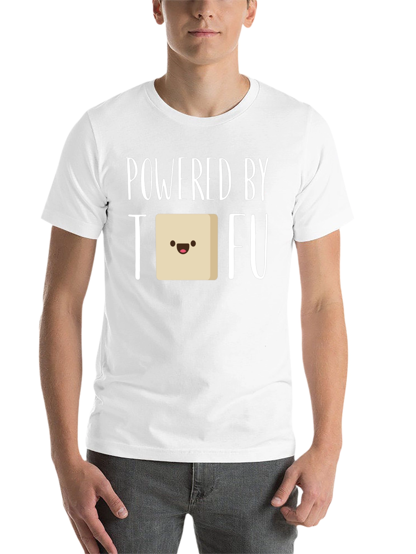 Black Powered by Tofu Graphic Tee - Vegan Friendly view 14