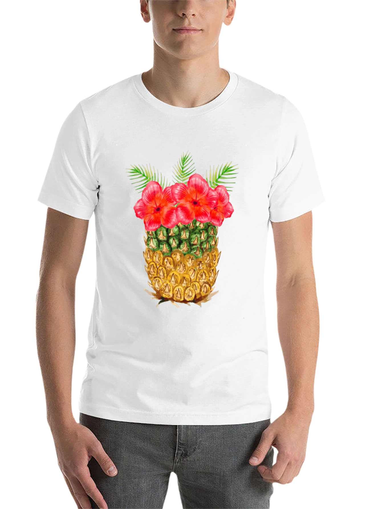 Black Tropical Pineapple Floral T-Shirt view 14