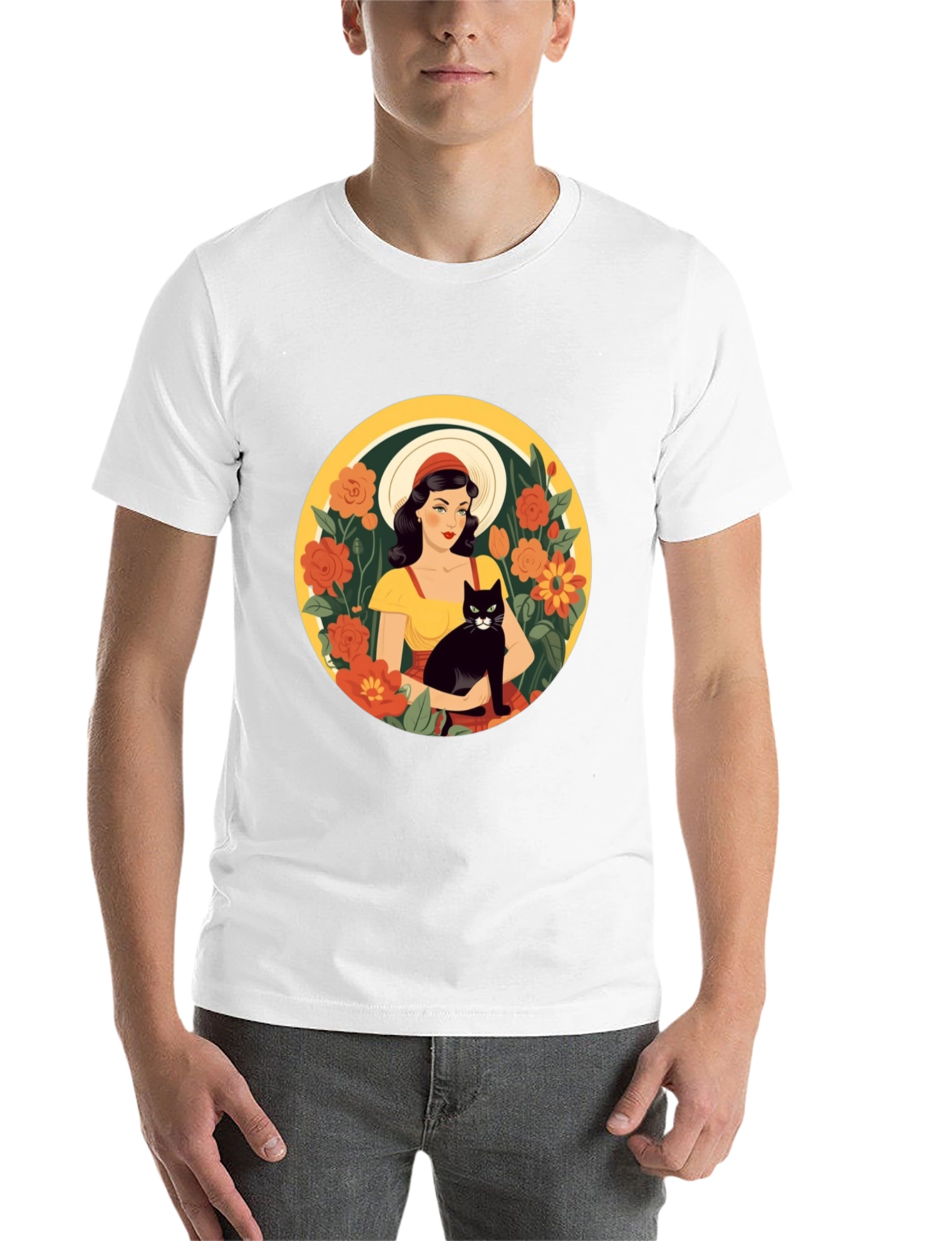 Black Woman with Cat T-Shirt - Retro Style view 14
