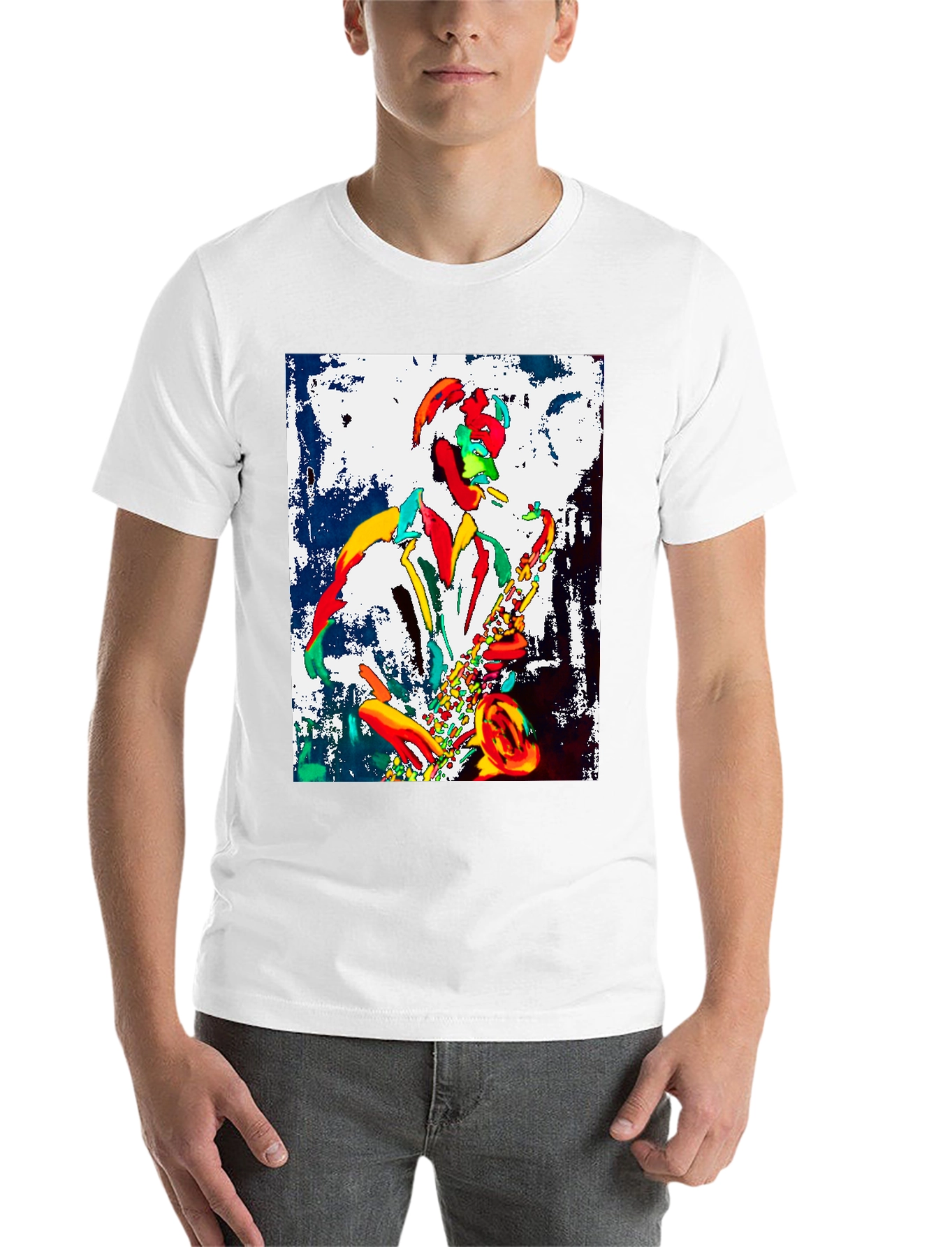 Black Jazz Musician Graphic Tee - Cool Saxophone Player Design view 14