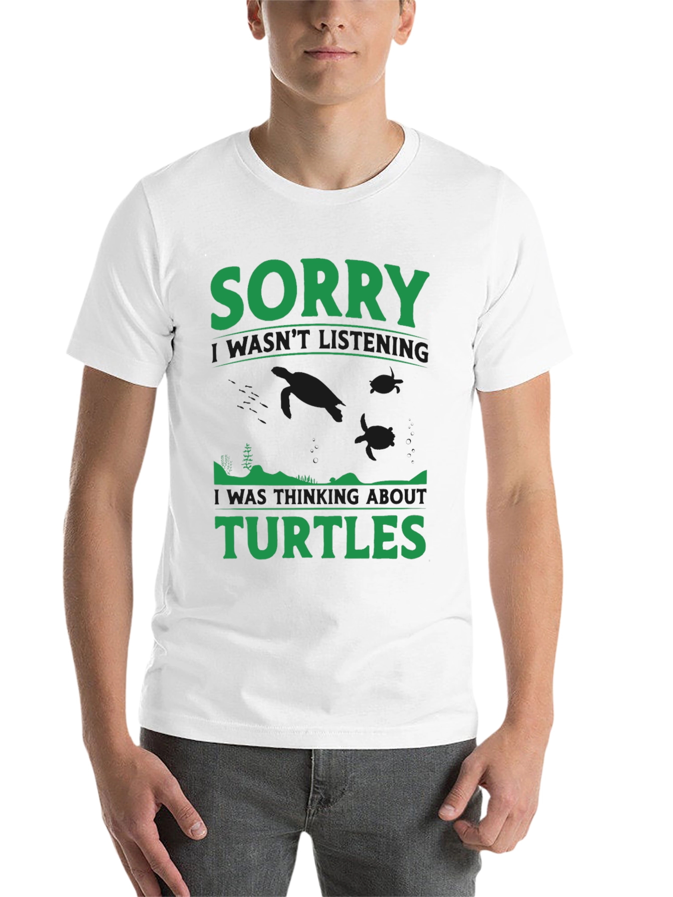 Black Sorry Turtles Black T-Shirt view 14