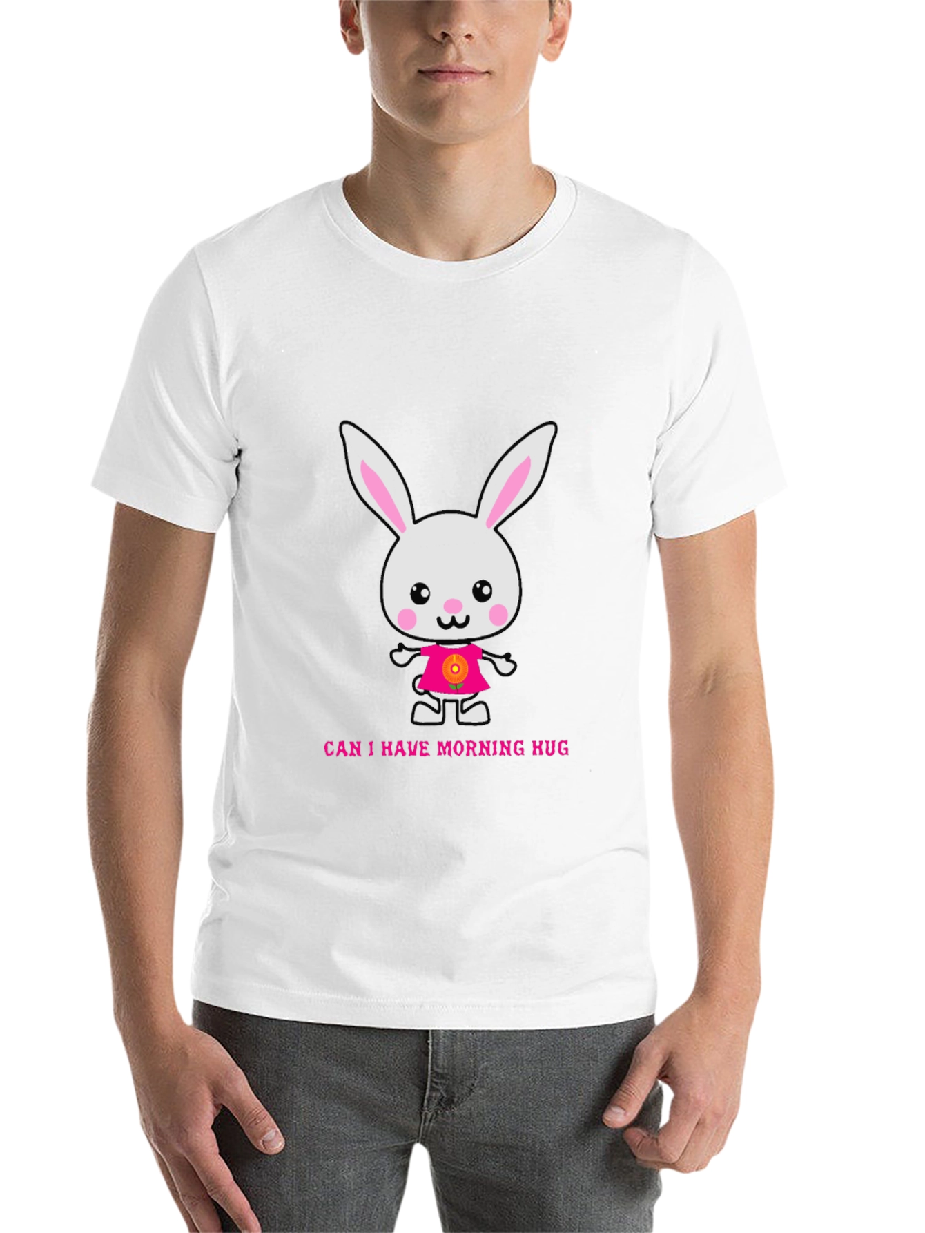 Black Cute Bunny Morning Hug T-Shirt view 14
