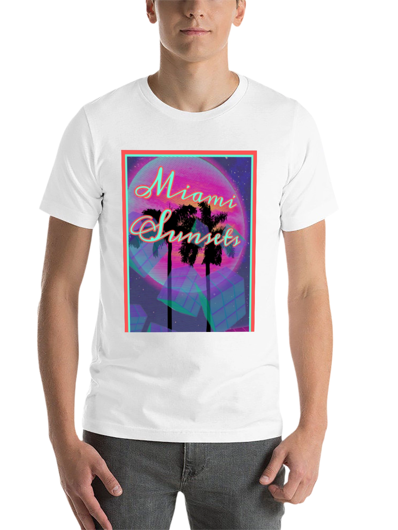 Black Miami Sunset Graphic Tee view 14