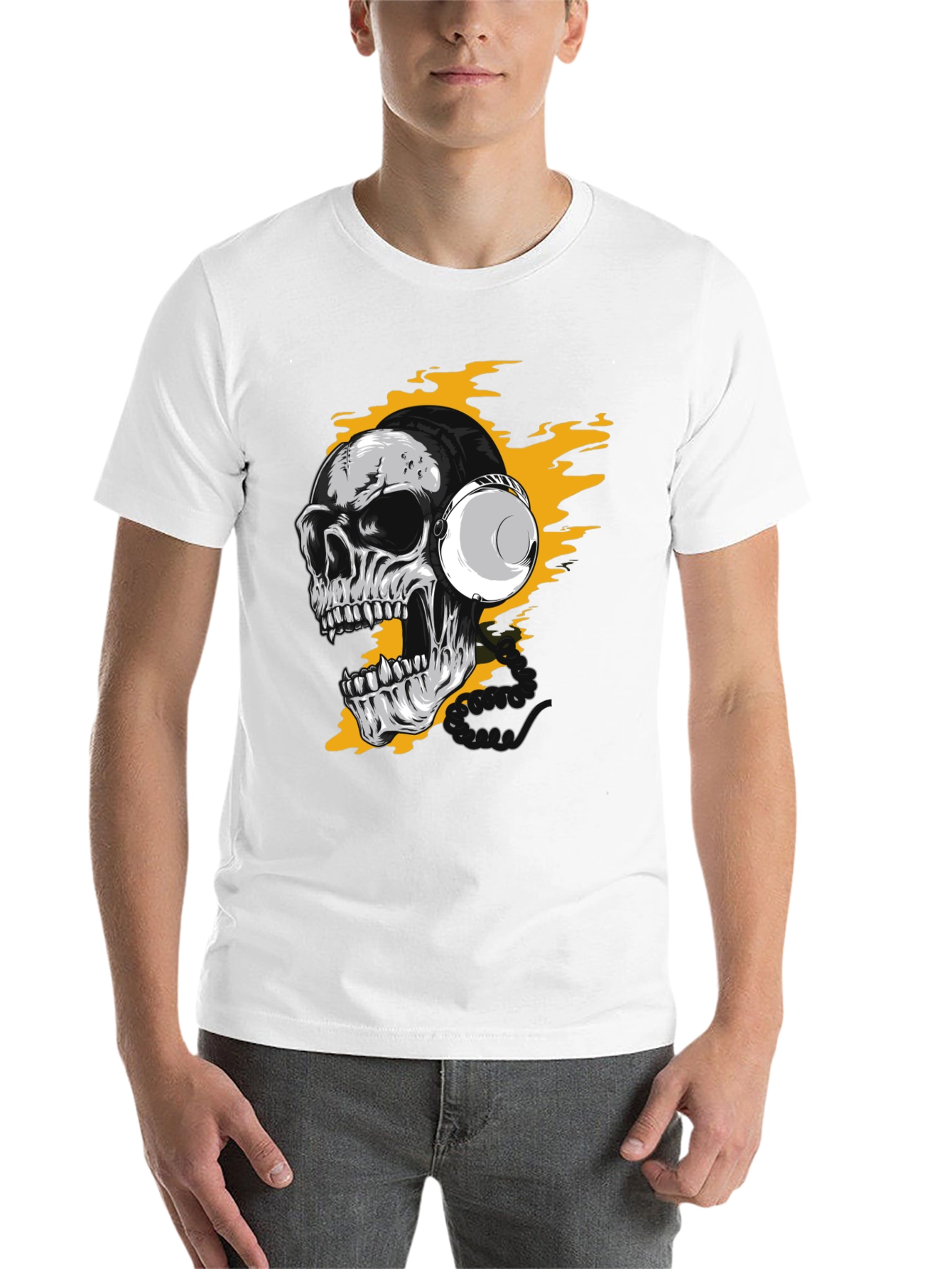 Black Skull Headphones Graphic Tee - Rocker Style view 14