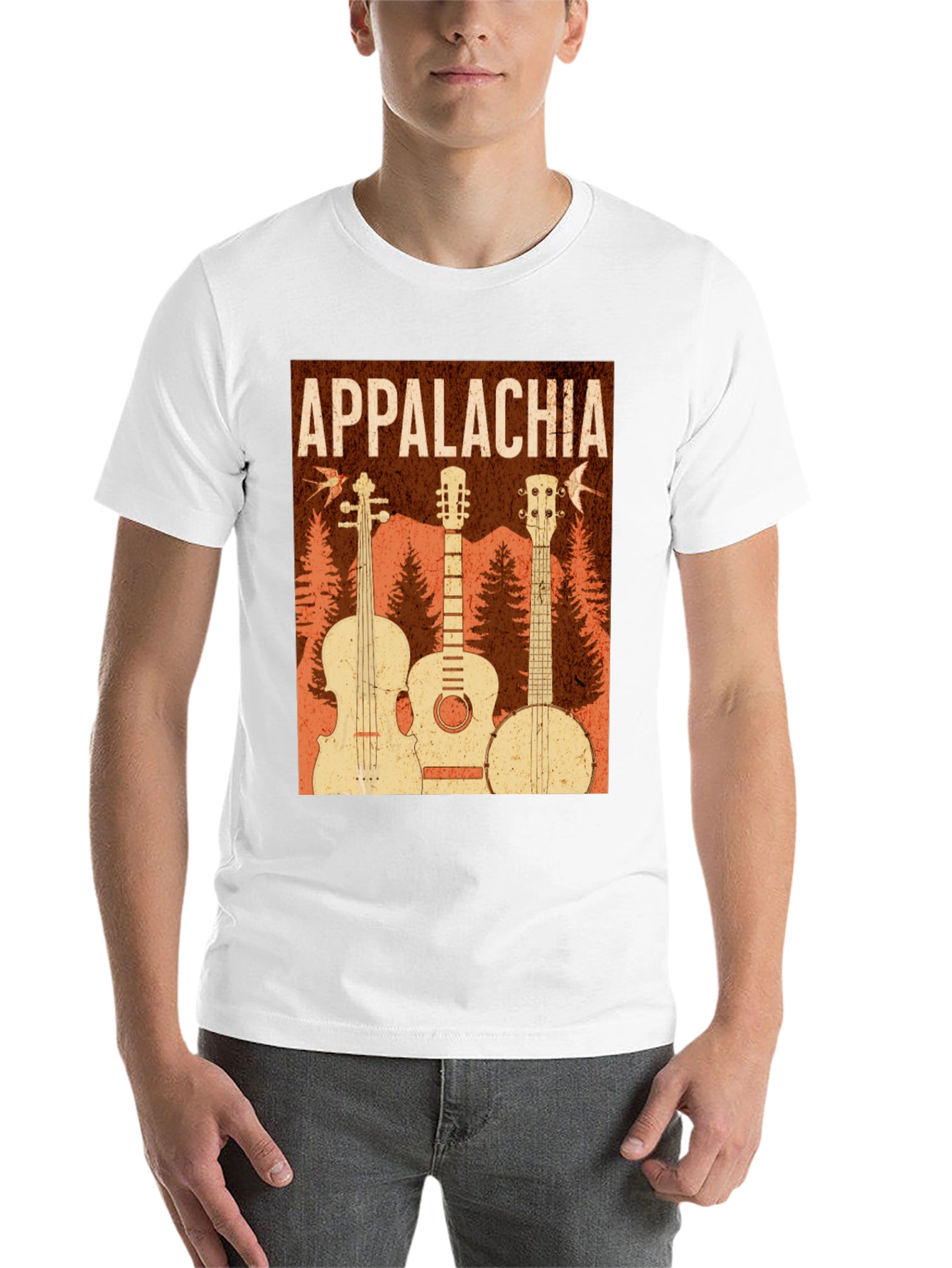 Black Appalachia Music T-Shirt: Vintage Guitar, Banjo & Fiddle view 14