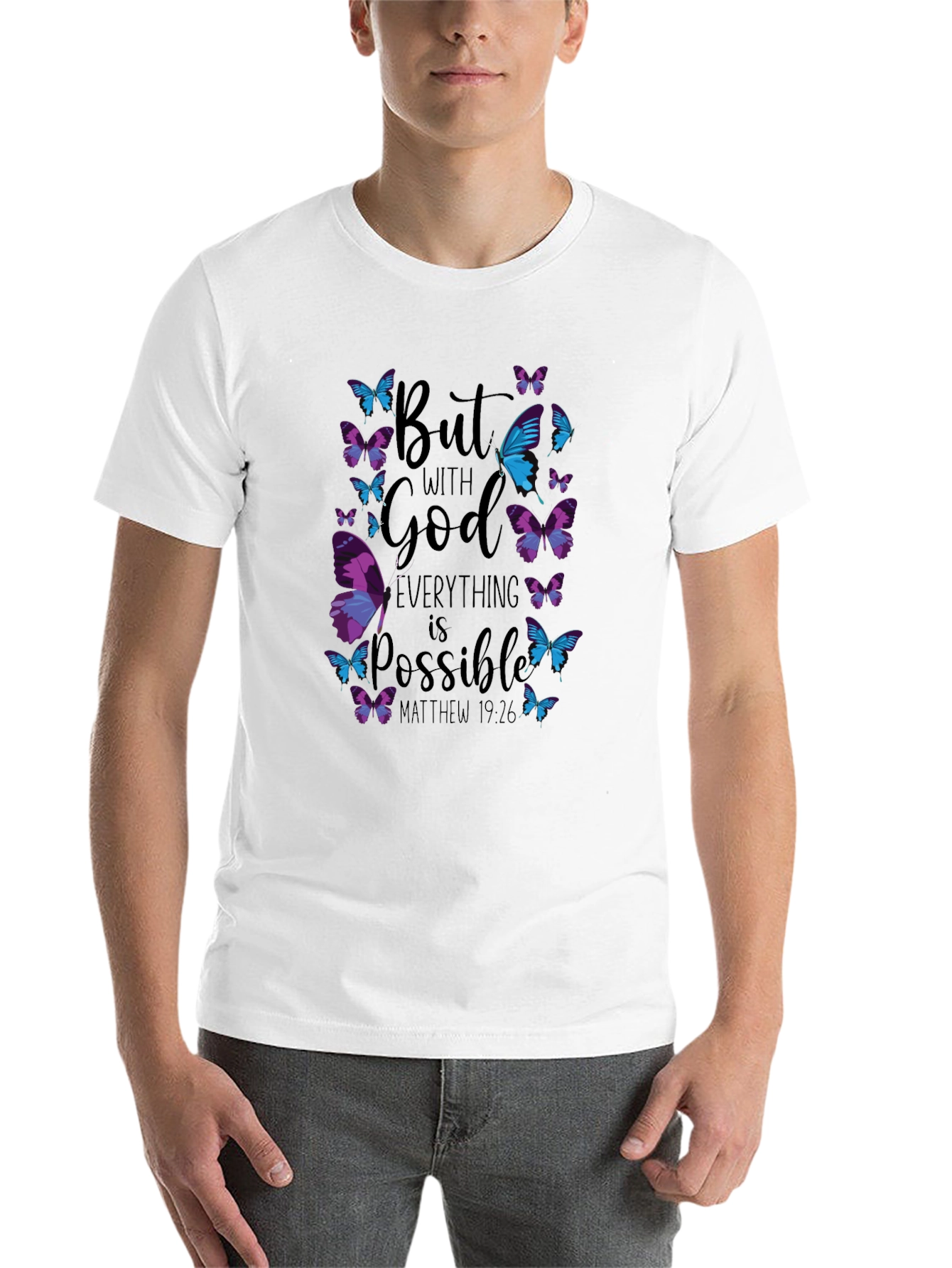 Black Faith-Inspired Butterfly Graphic T-Shirt view 14