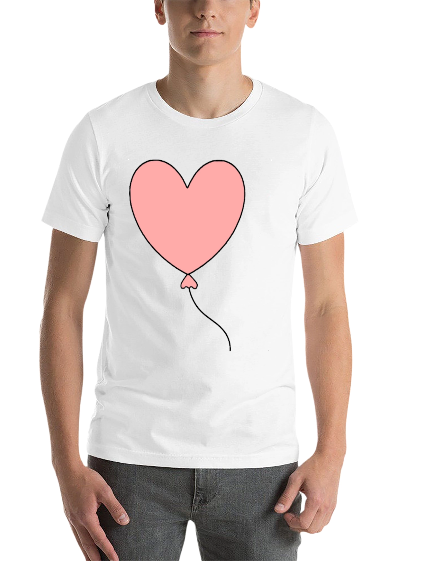 Black Heart Balloon Graphic Tee - Black Casual T-Shirt view 14