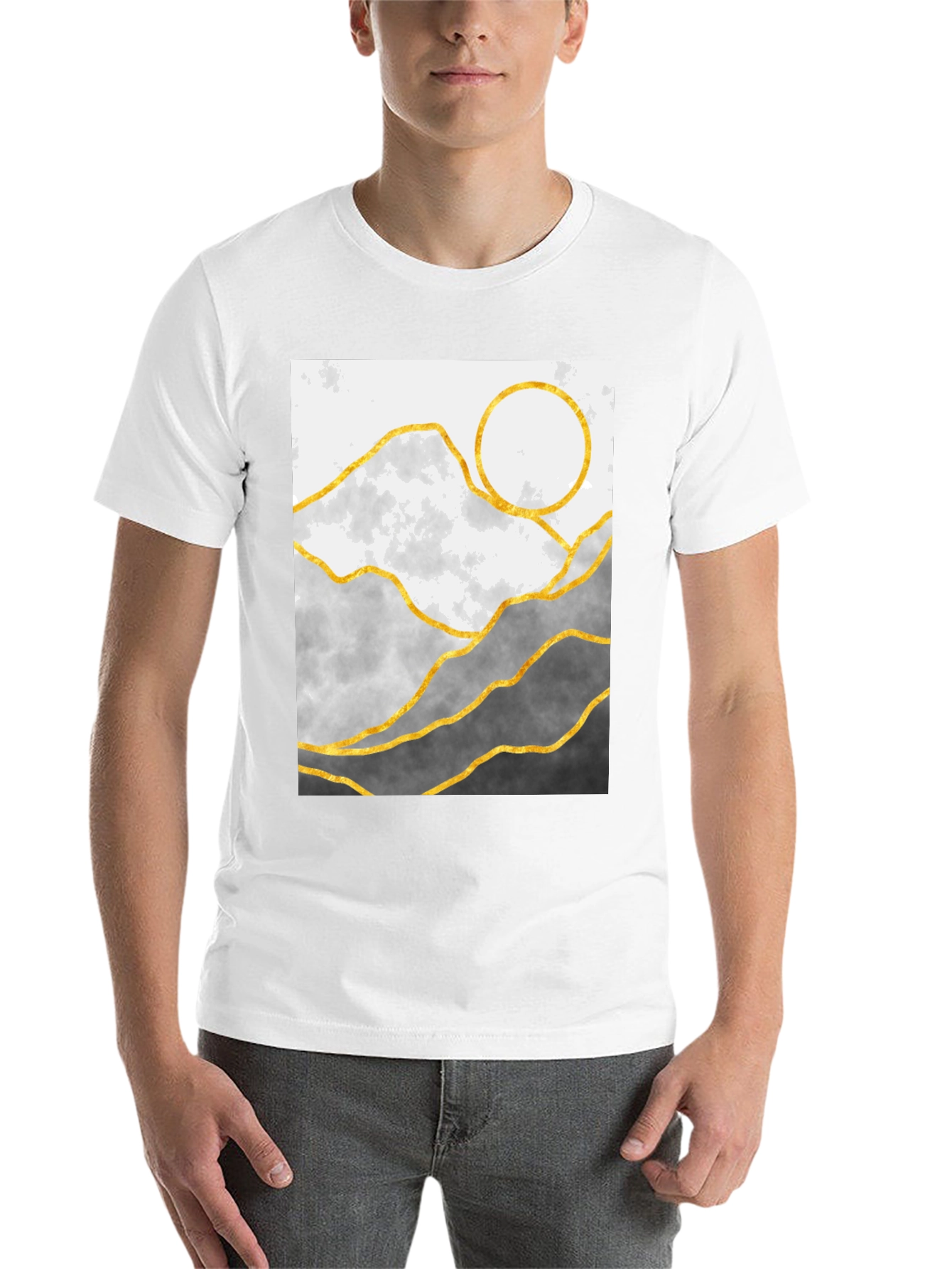 Black Mountainscape Graphic Tee - Stylish Geometric Design view 14