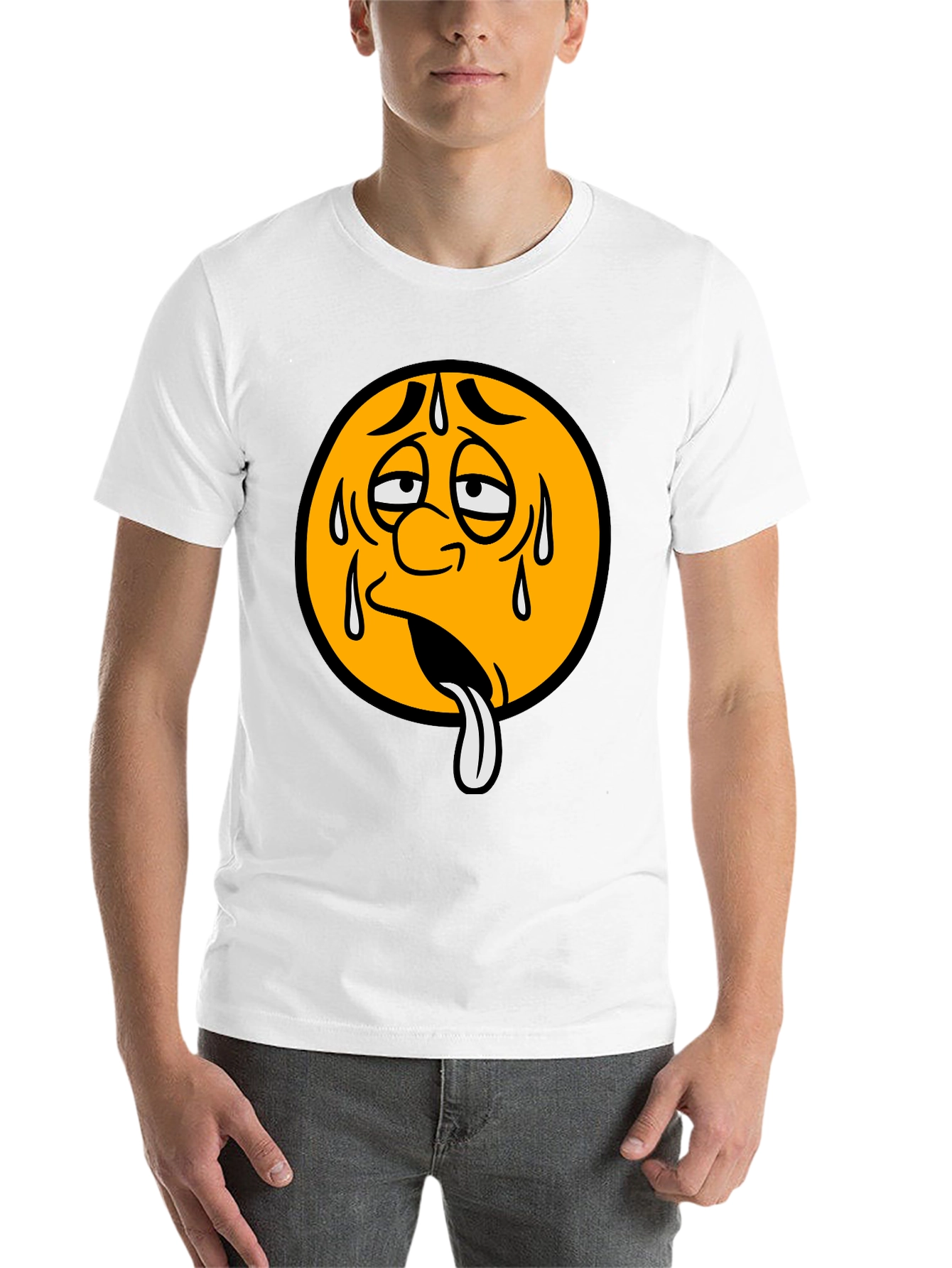 Black Sweating Emoji Graphic T-Shirt - Unisex view 14