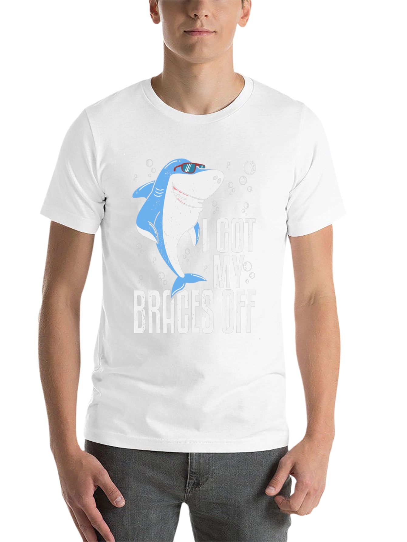 Black Funny Shark Braces Off T-Shirt view 14
