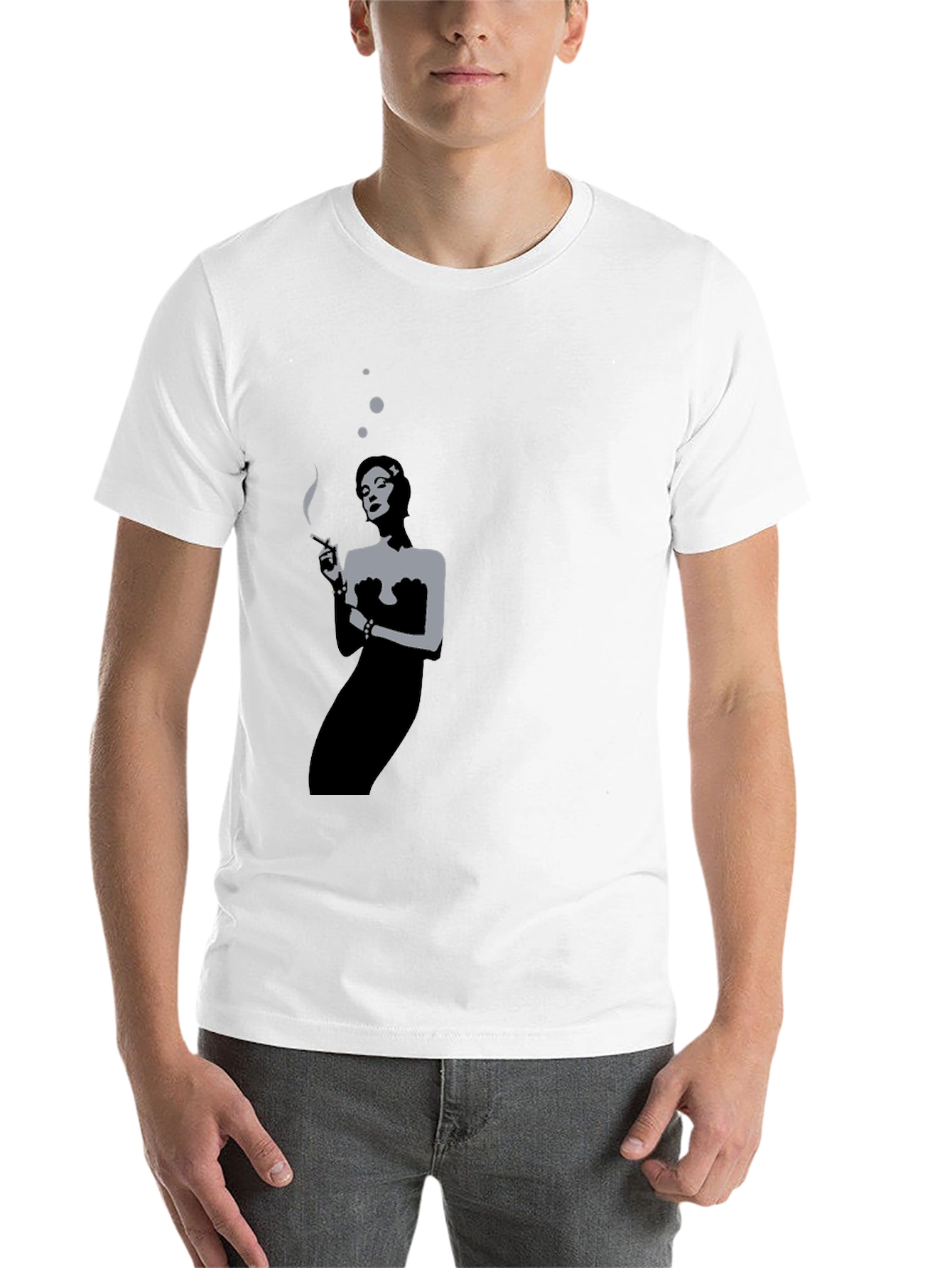 Black Retro Smoking Woman Black T-Shirt view 14