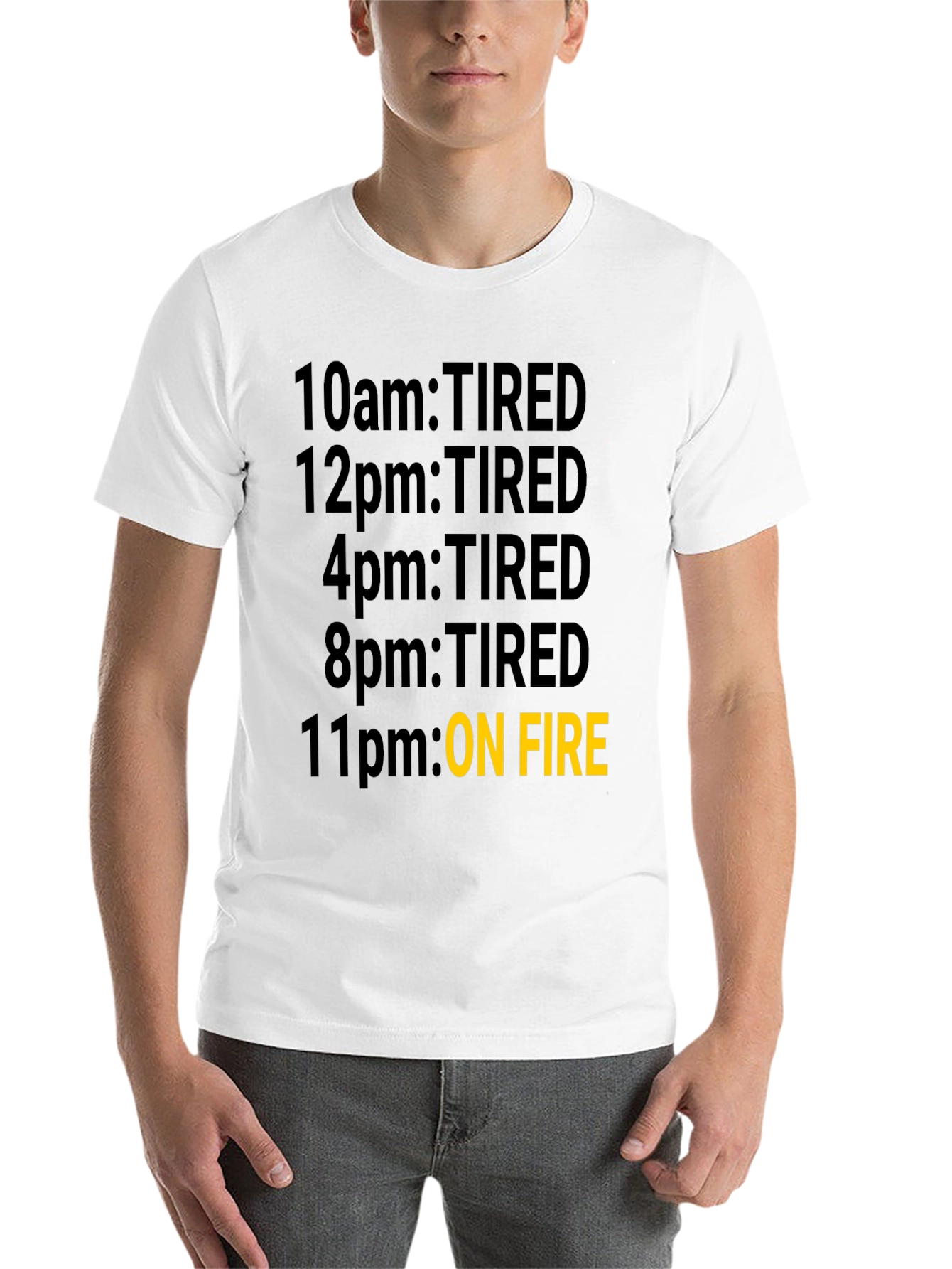 Black Tired Then On Fire T-Shirt - Black Novelty Tee view 14