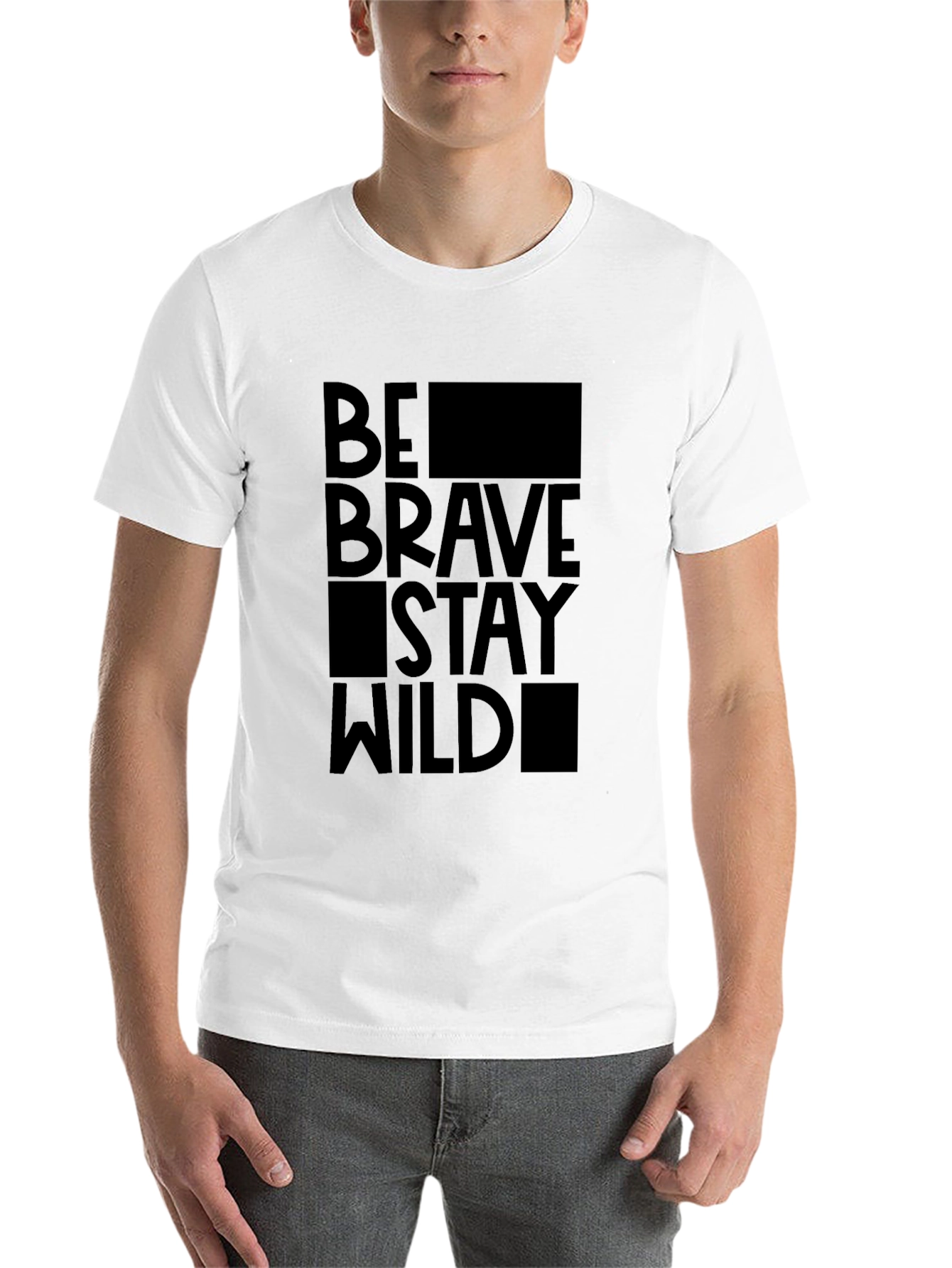 Black Be Brave Stay Wild Black Graphic Tee view 14