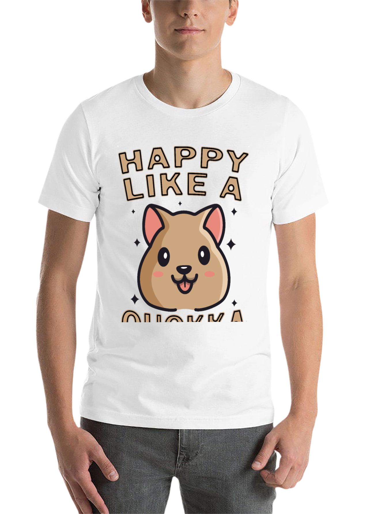 Black Happy Quokka T-Shirt - Cute Animal Graphic Tee view 14