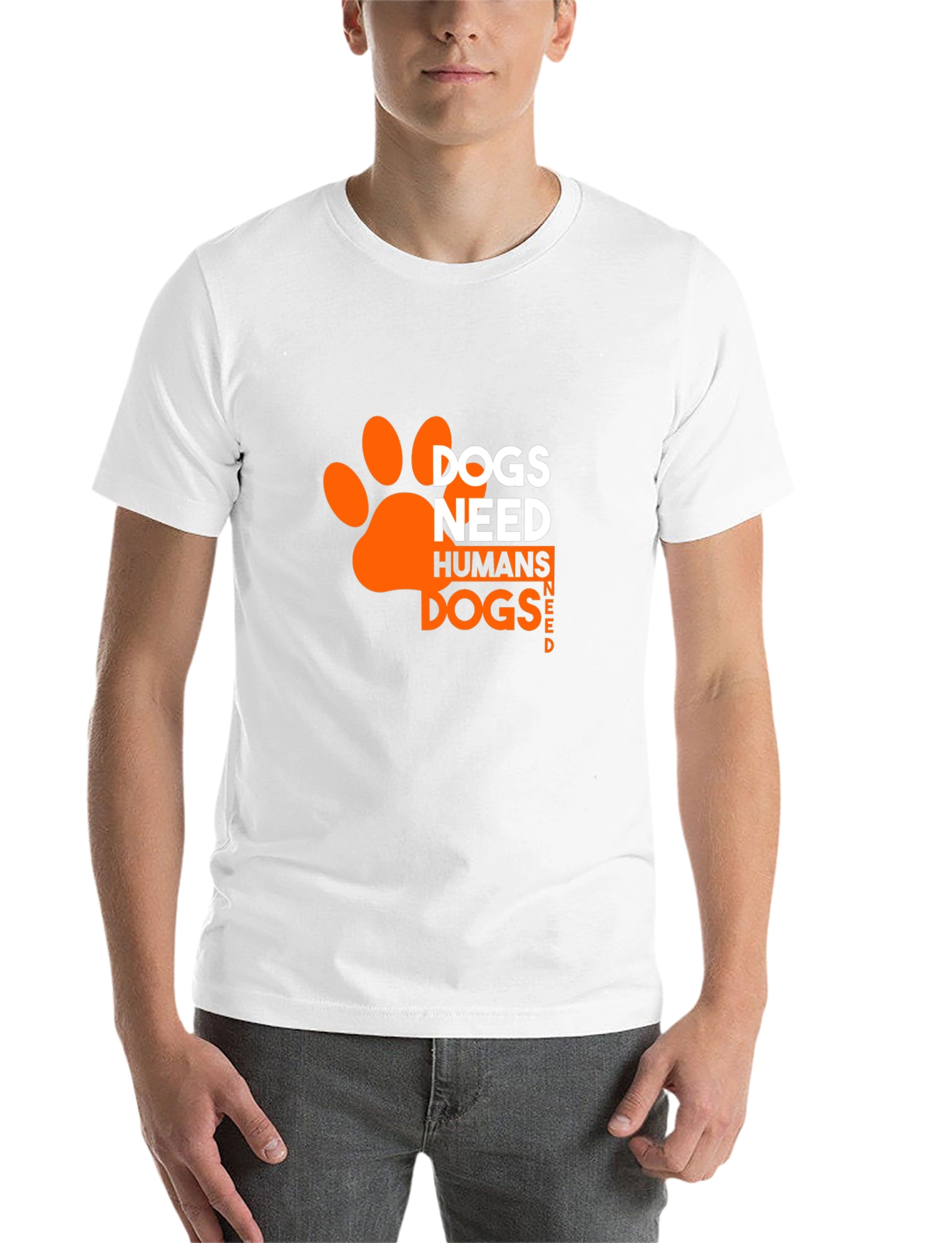 Black Dogs Need Humans T-Shirt - Black, Paw Print Design view 14