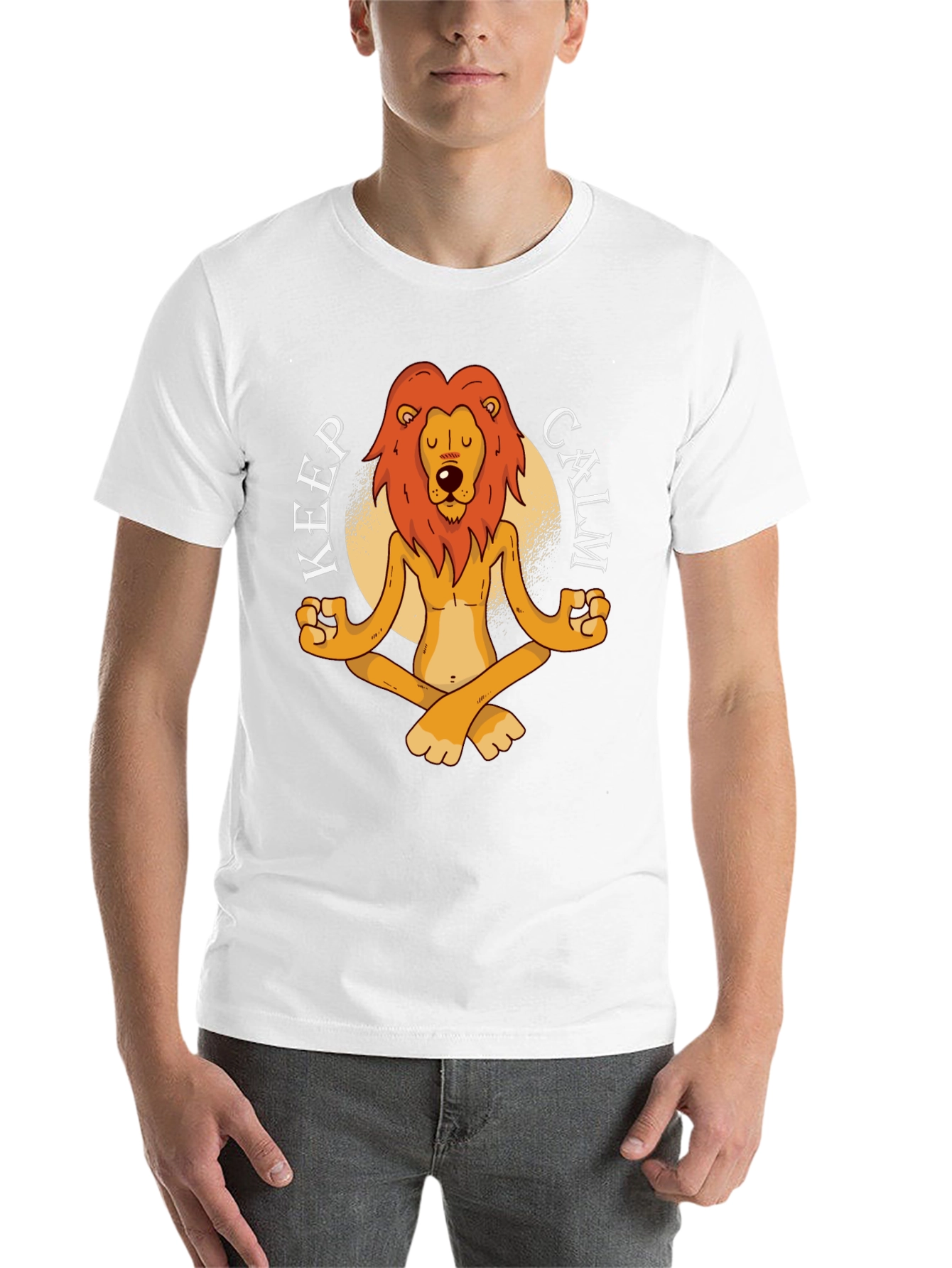 Black Zen Lion Graphic T-Shirt - Keep Calm and Meditate view 14