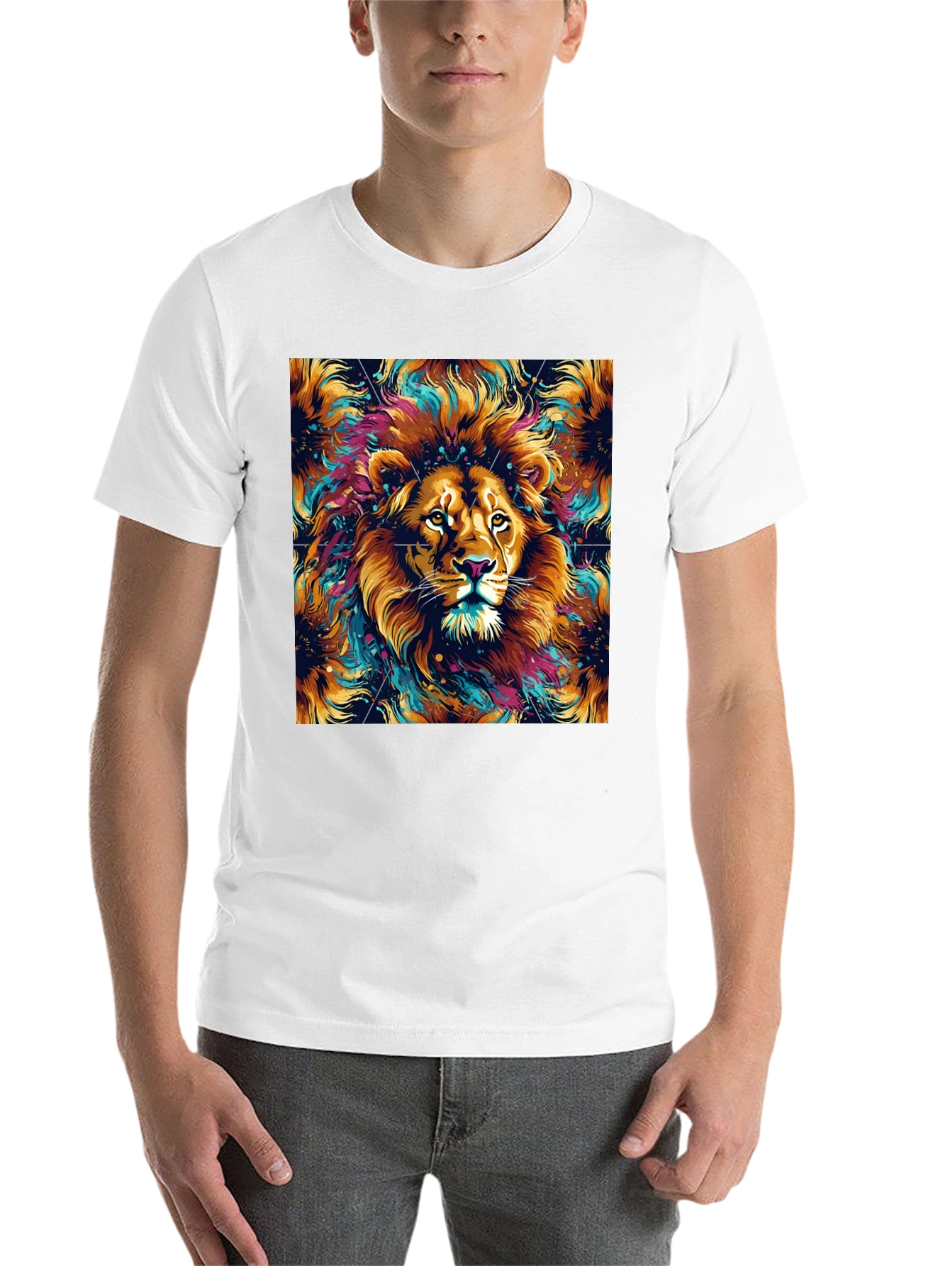 Black Lion Art Graphic Black T-Shirt view 14