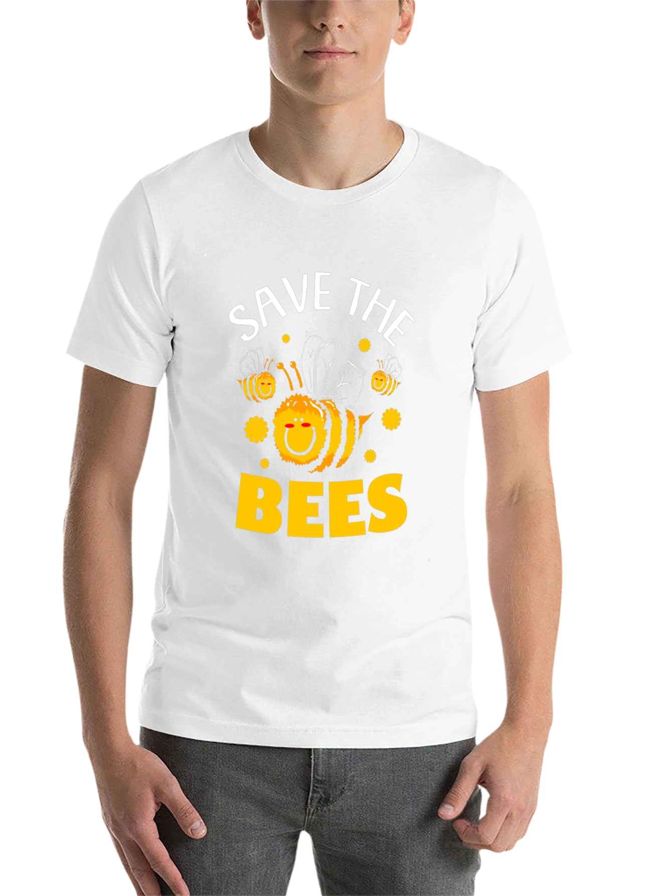Black Save the Bees T-Shirt - Black, Cute Bee Graphic view 14