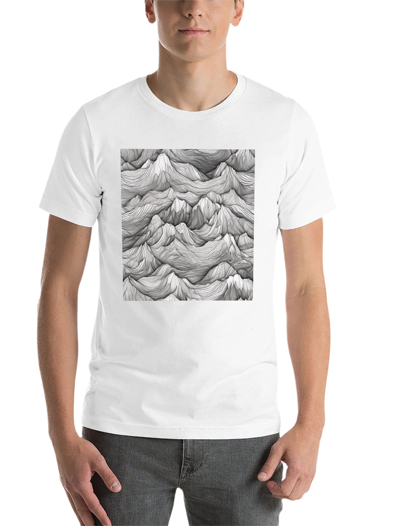 Black Abstract Mountainscape Tee - Graphic Print T-Shirt view 14