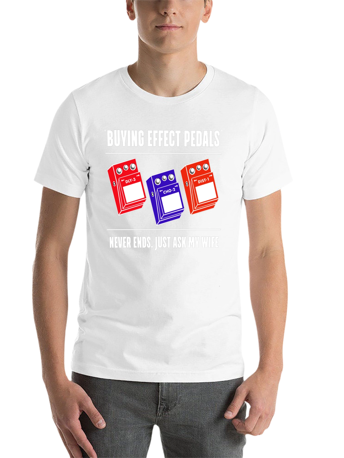 Black Buying Effect Pedals T-Shirt, Guitar Humor Tee view 14