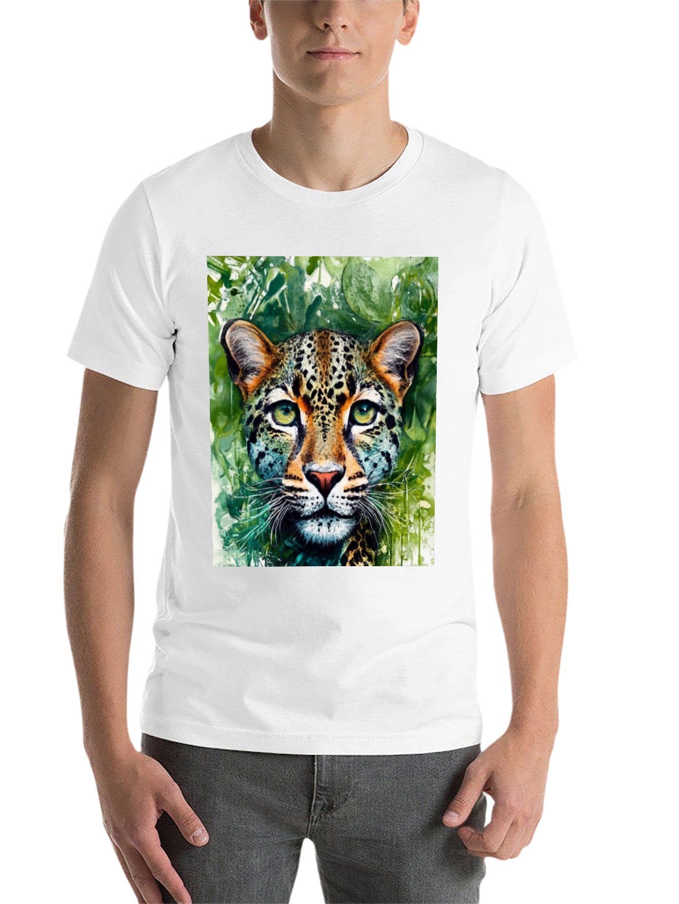 Black Leopard Graphic Tee - Wildlife Art Shirt view 14