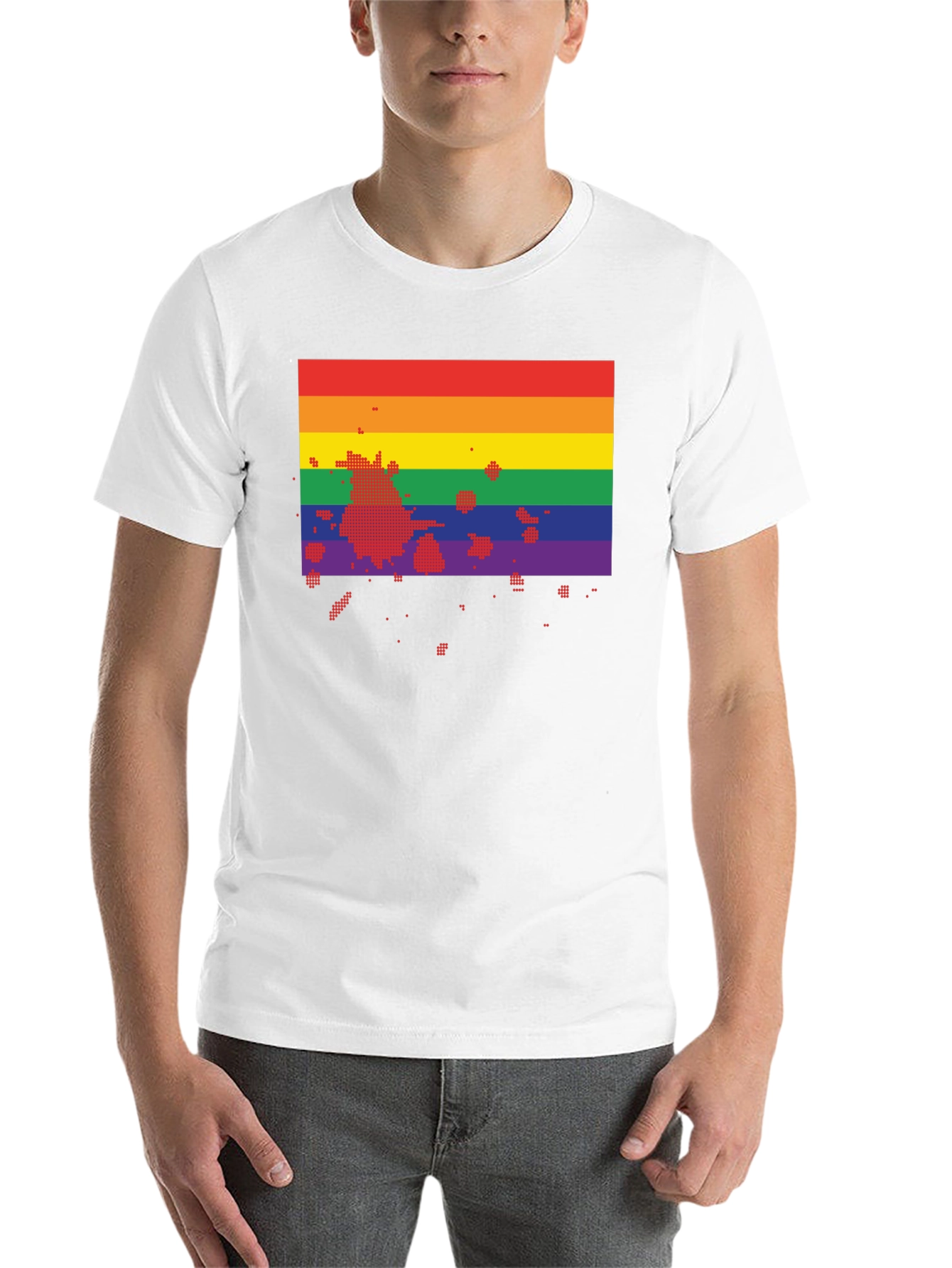 Black Rainbow Flag Pixel Art Black T-Shirt view 14