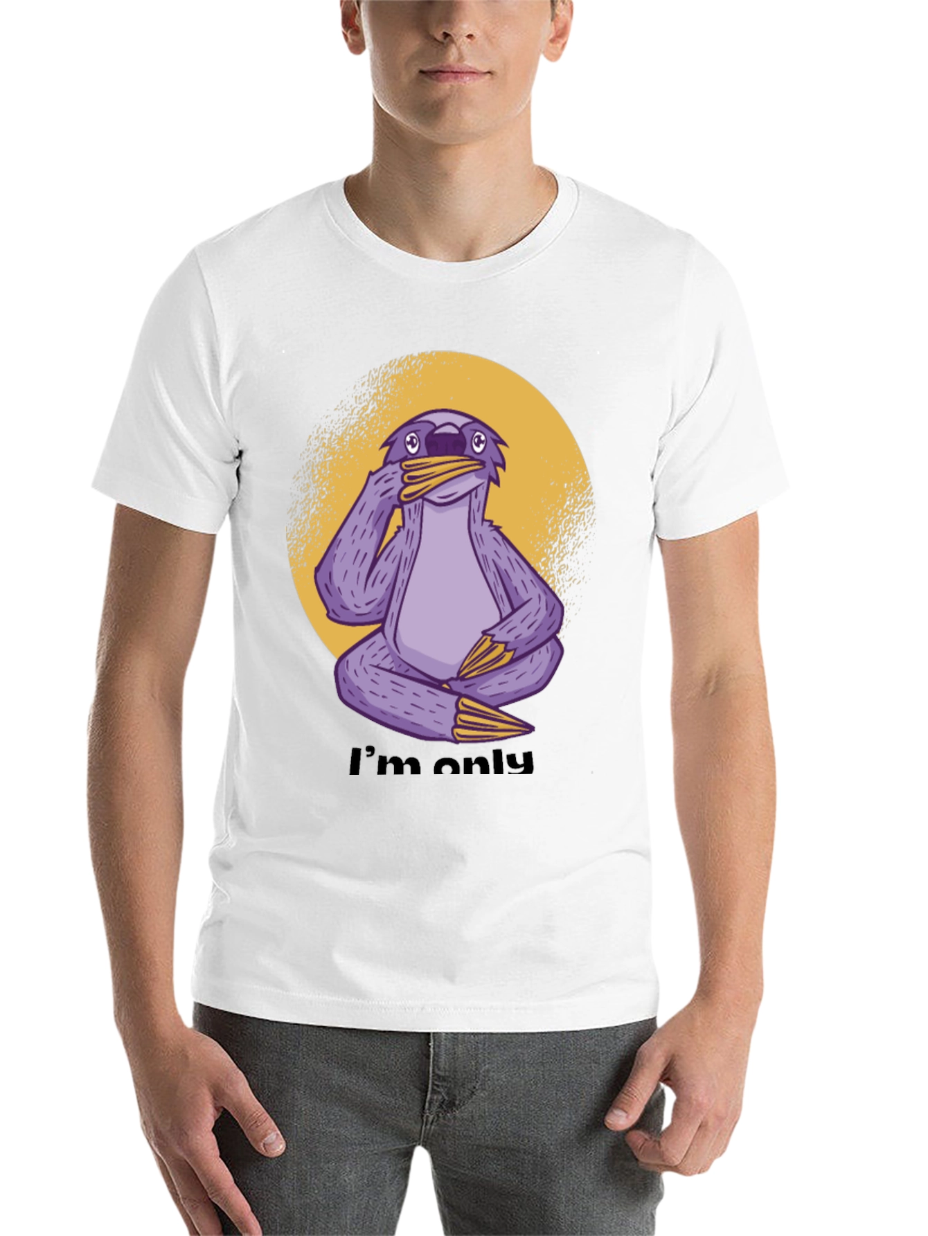 Black Funny Sloth Graphic T-Shirt - I'm Only... view 14