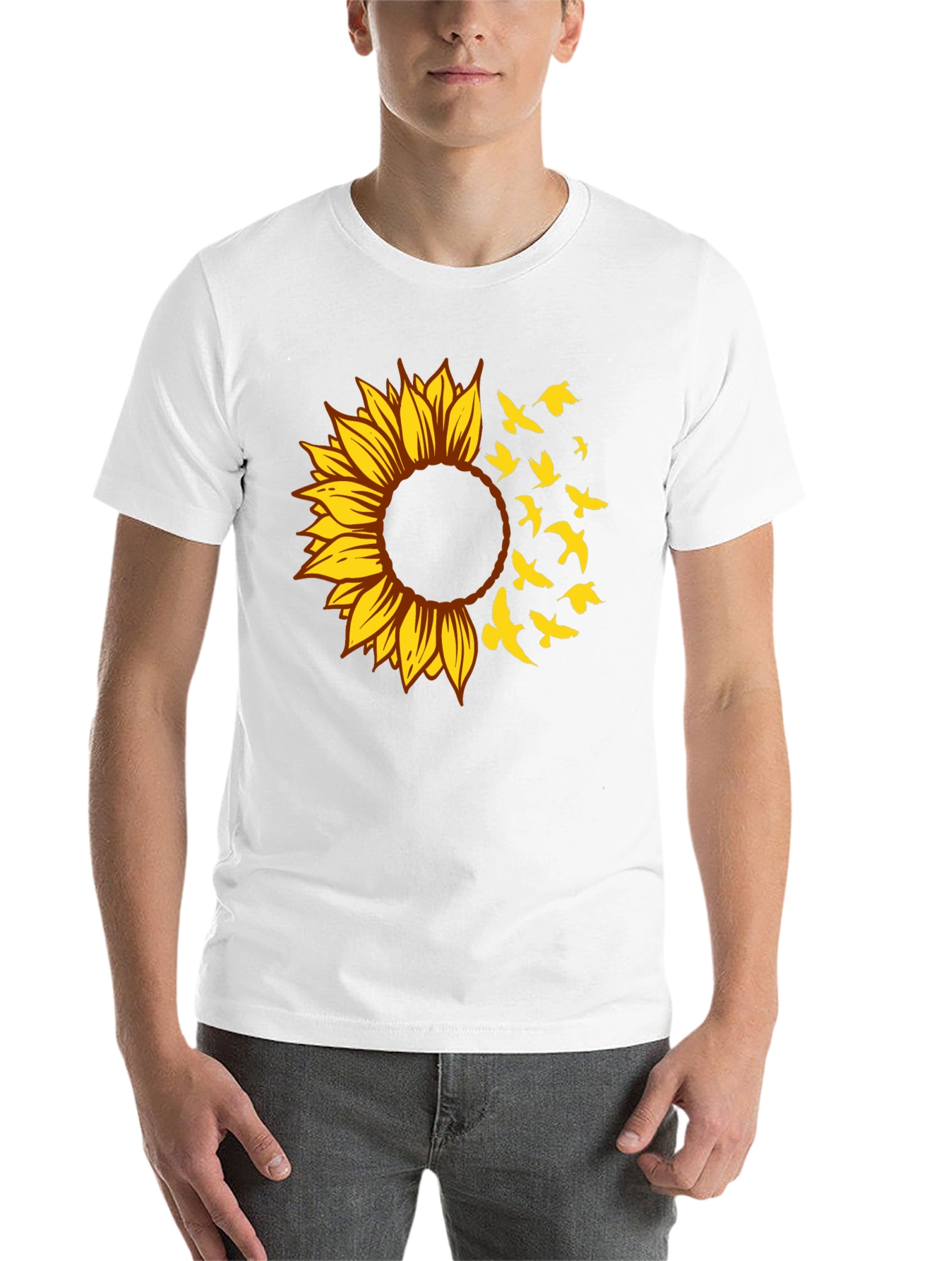 Black Sunflower Bird T-Shirt - Stylish Graphic Tee view 14