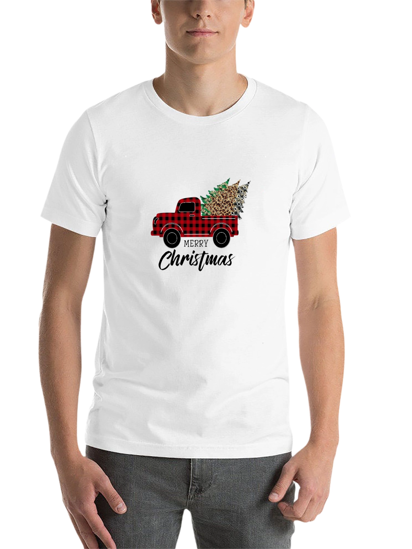 Black Buffalo Plaid Truck Christmas Tee view 14