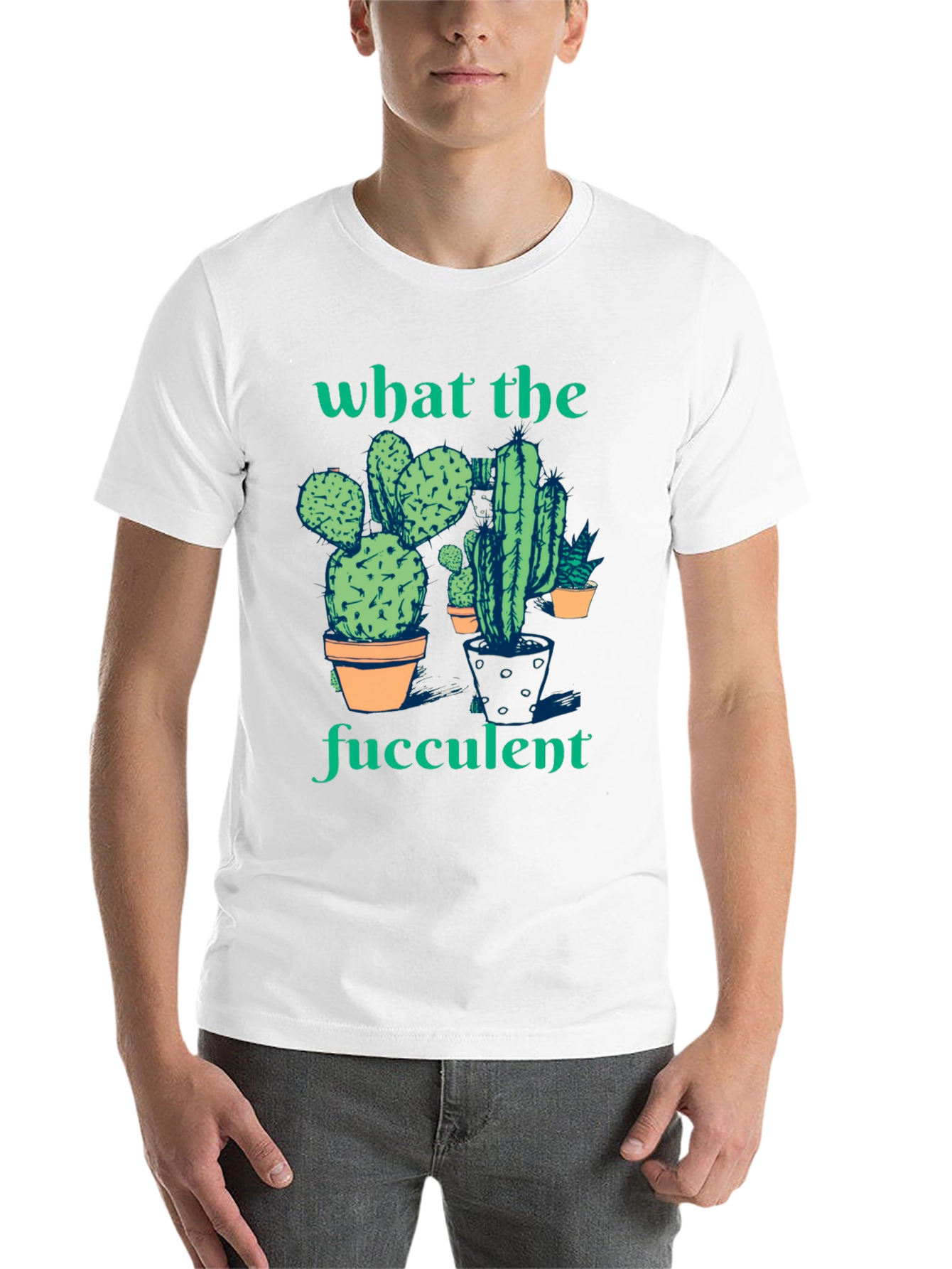 Black What the Fucculent Cactus Humor Graphic T-Shirt view 14