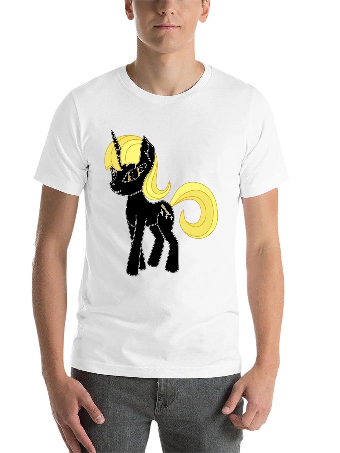 Black Unicorn Graphic Tee - Black Cotton Blend, Unique Design view 14