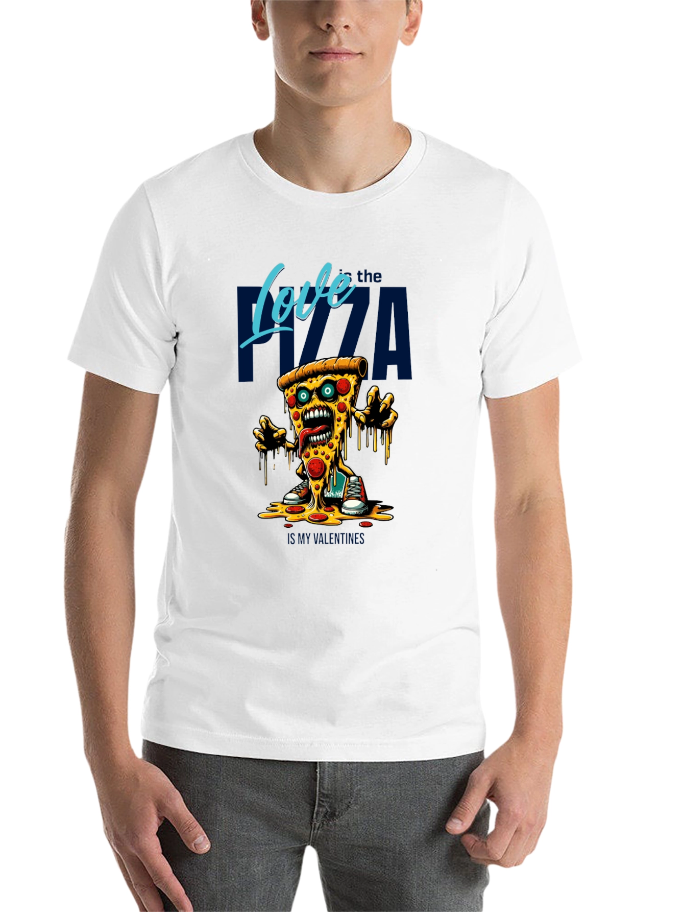Black Love the Pizza Graphic T-Shirt - Fun Foodie Tee view 14