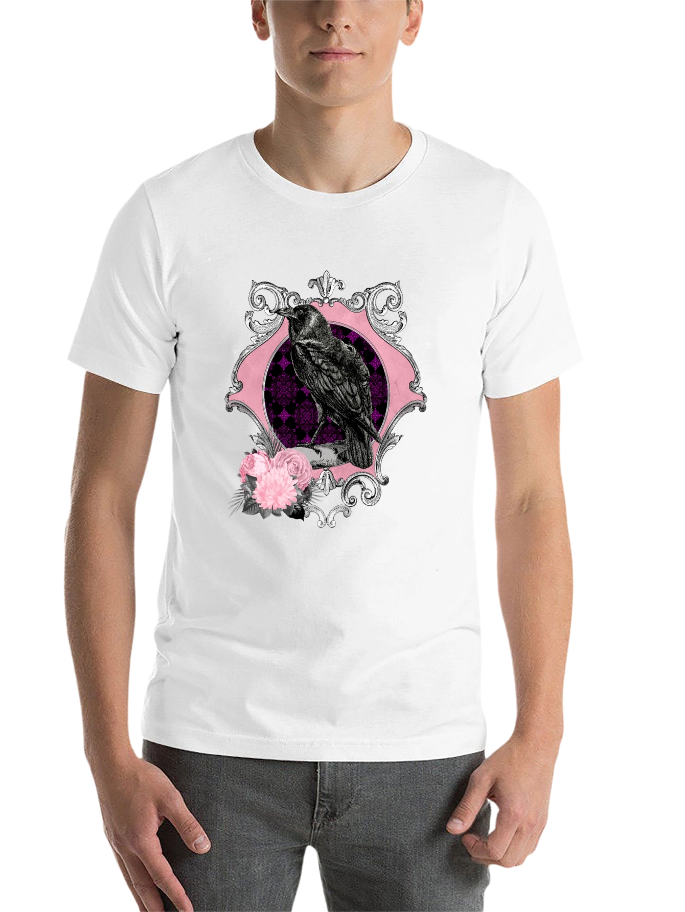 Black Raven & Roses Graphic Tee - Gothic Style view 14