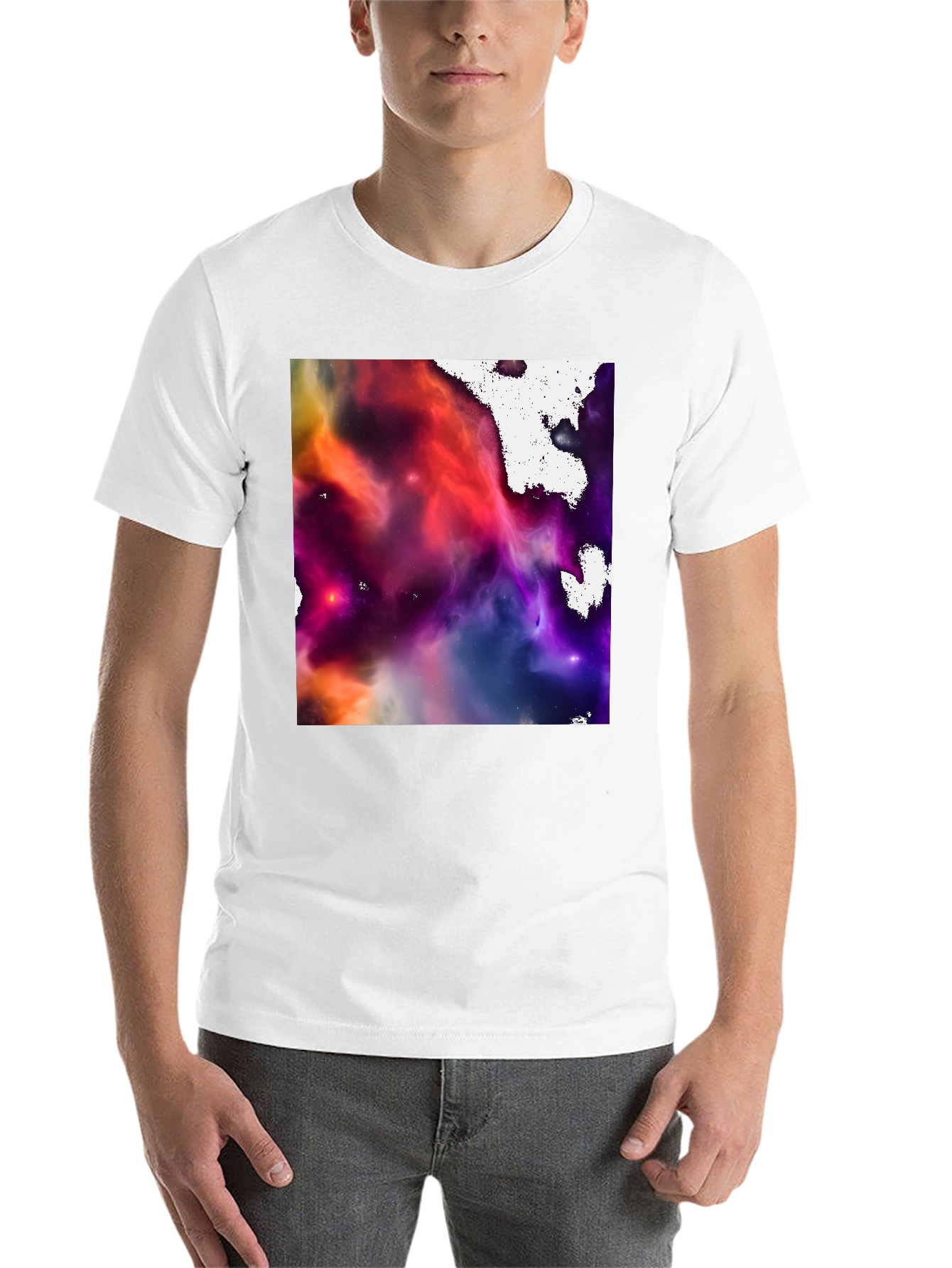 Black Nebula Print Black Crew Neck T-Shirt view 14