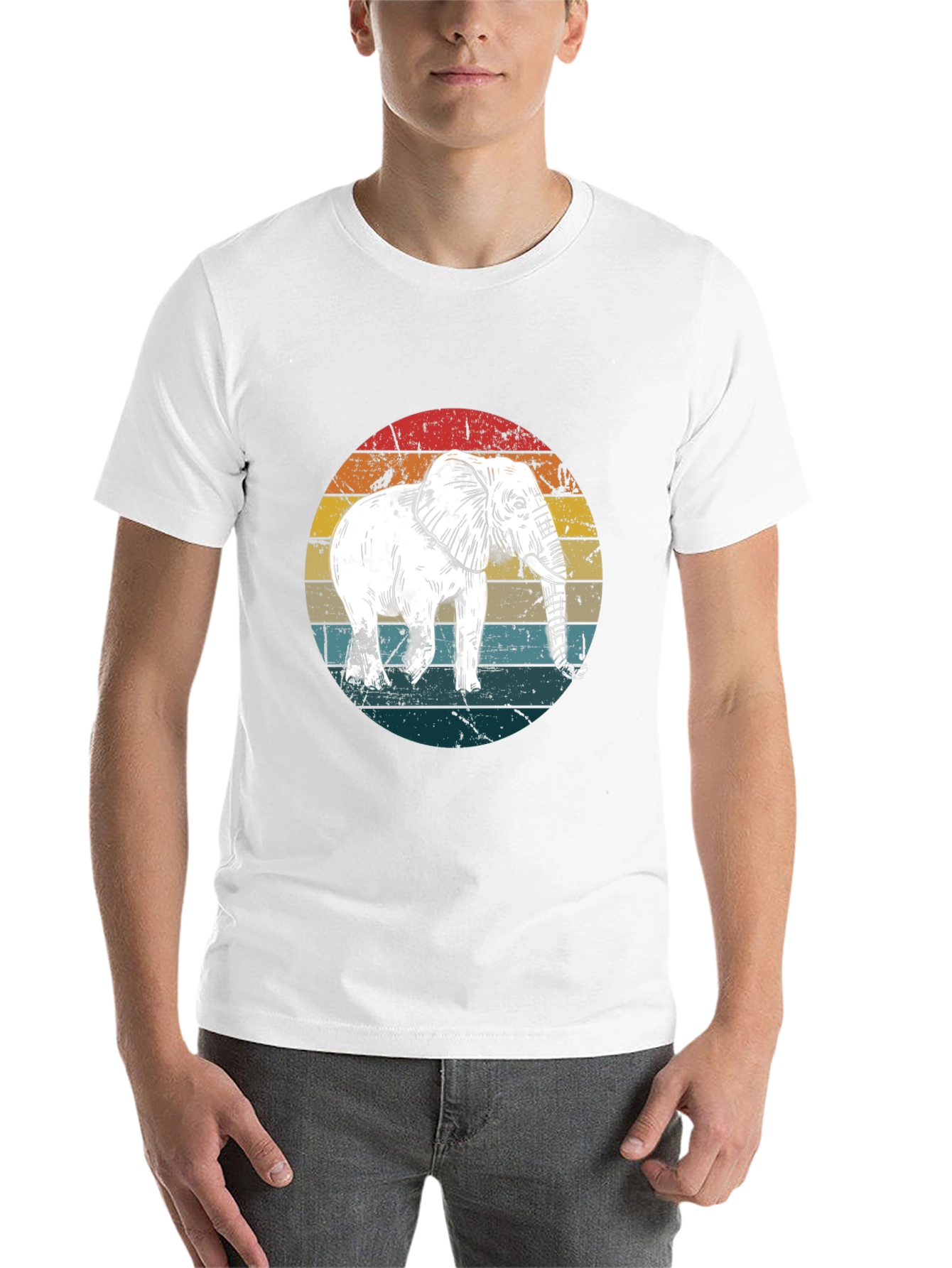 Black Vintage Elephant Sunset T-Shirt view 14