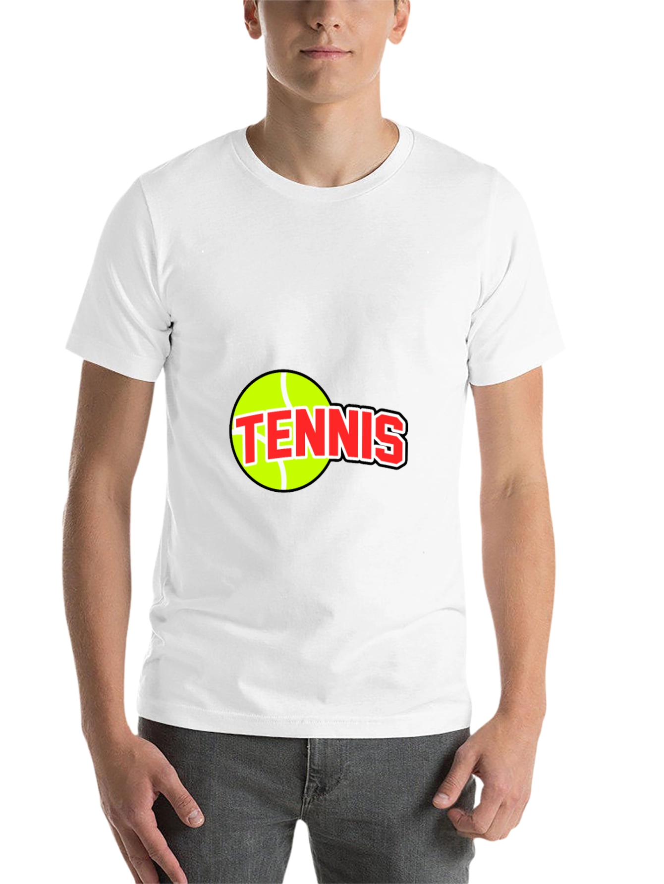 Black Tennis Ball Graphic Tee - Black Cotton T-Shirt view 14