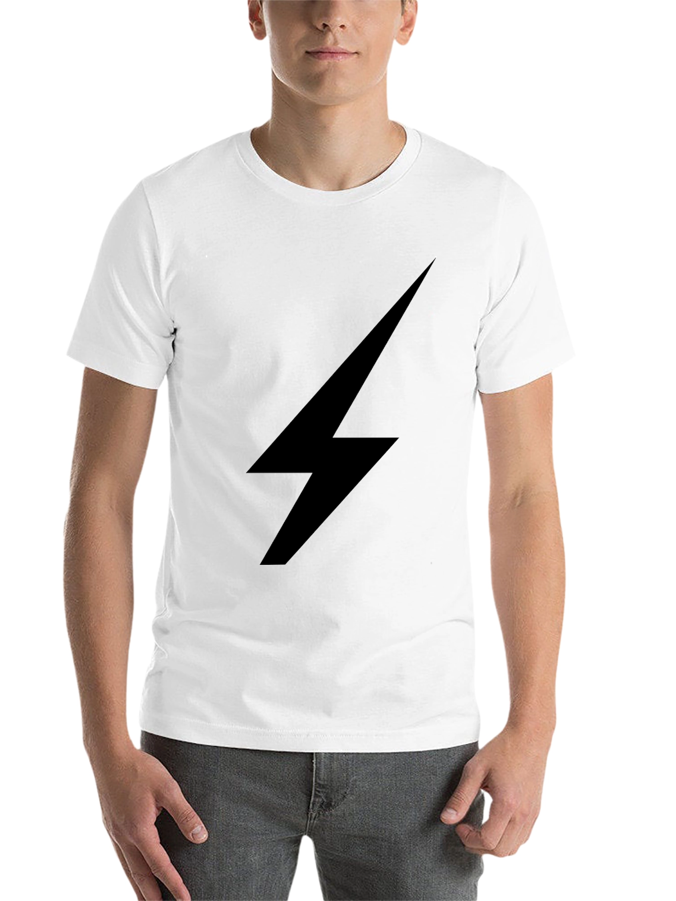 Black Black T-Shirt with Lightning Bolt Design view 14